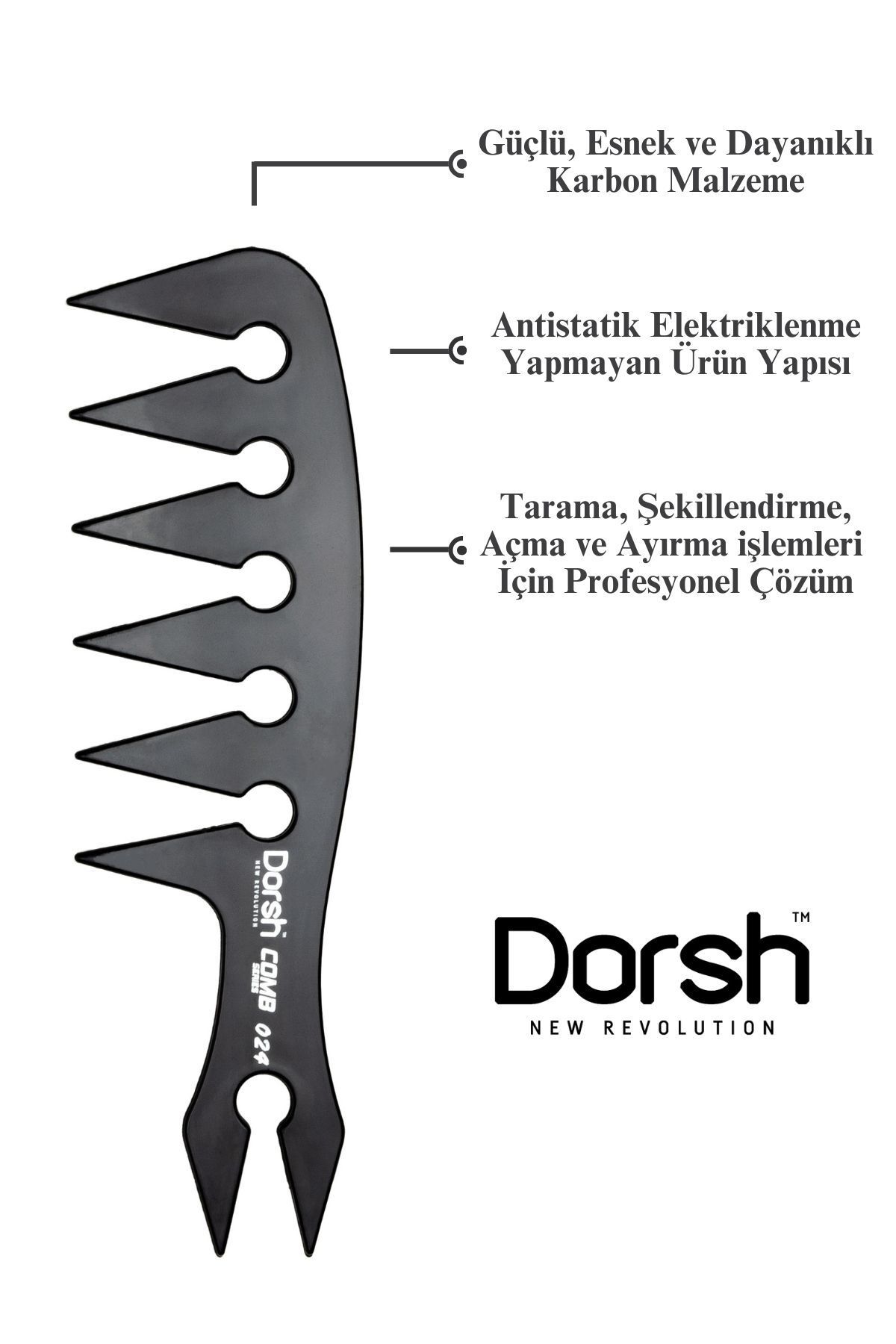 Dorsh-Antistatic Carbon Wide Comb - 024 3