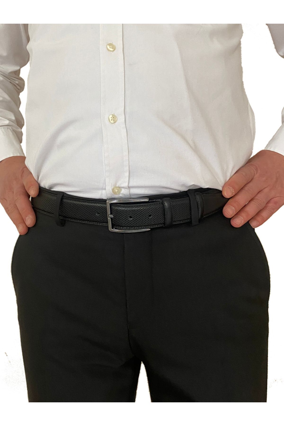 GoDeri-100% Genuine Leather, Set of 2 Black, Red Tan Stitched Dot Printed Fabric PantsBelt 3.5 cm with dots 6