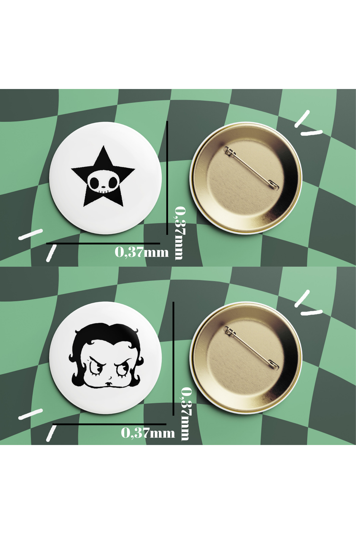 gothic betty boop badge set of 2
