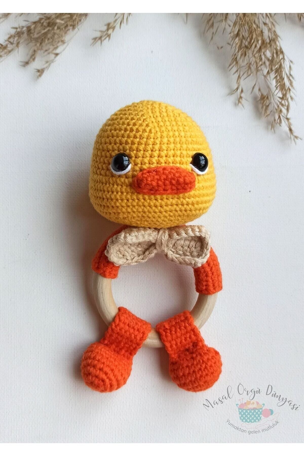 Masal Örgü Dünyası Ördek - Diş Kaşıyıcı & Çıngırak Antibakteriyel İplerden fotoğrafı 2 (önizleme)