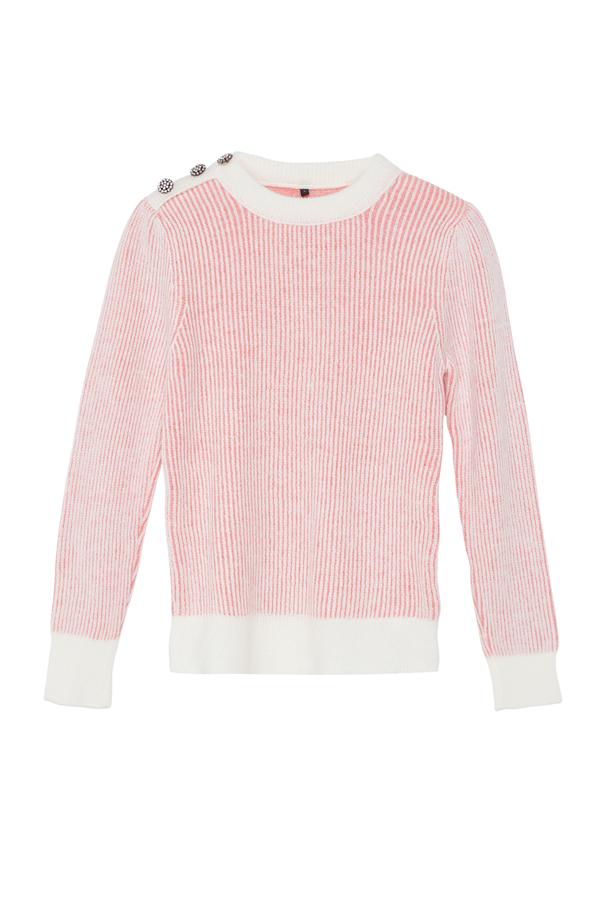 Trendyolmilla  Pudra Düğme Detaylı Lastik Örgülü Triko Kazak TWOAW25KZ00122 - Görsel 6