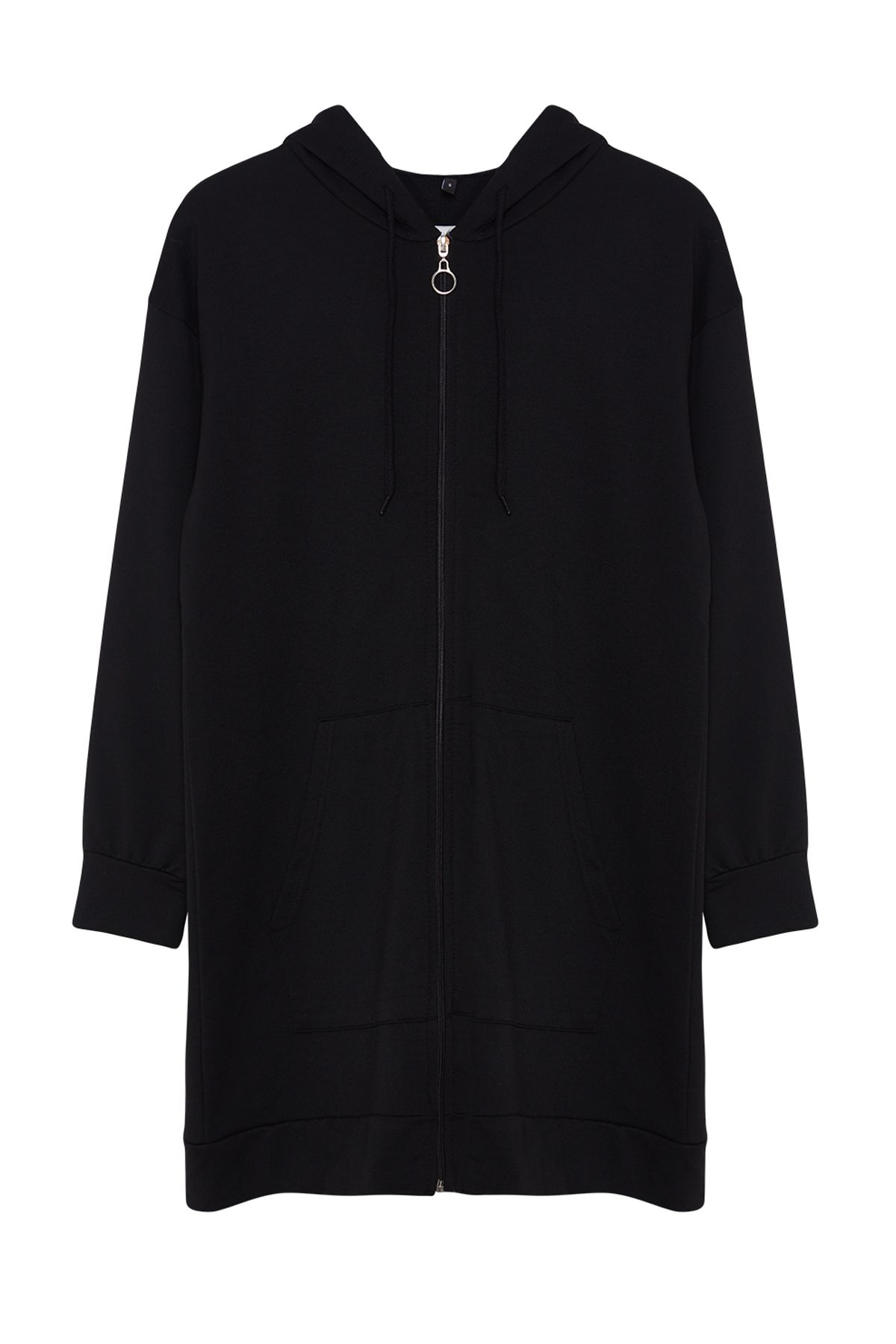 Trendyol Modest-Schwarzer Basic-Sweatshirt-Cardigan mit Kapuze und Reißverschluss, weiter Passform, Oversize-Sweatshirt TCTAW22TW0137 7