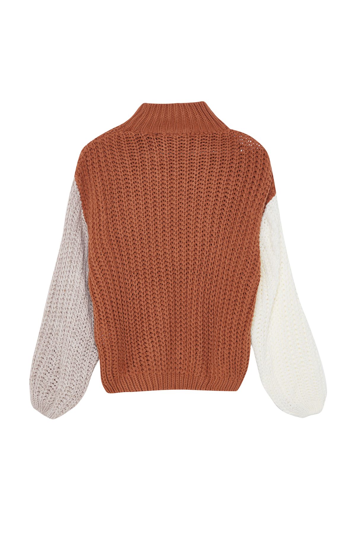 Trendyol Collection-Weich strukturierter Strickpullover in Farbblockoptik in Orange - Weite Passform TWOAW21KZ0271 7