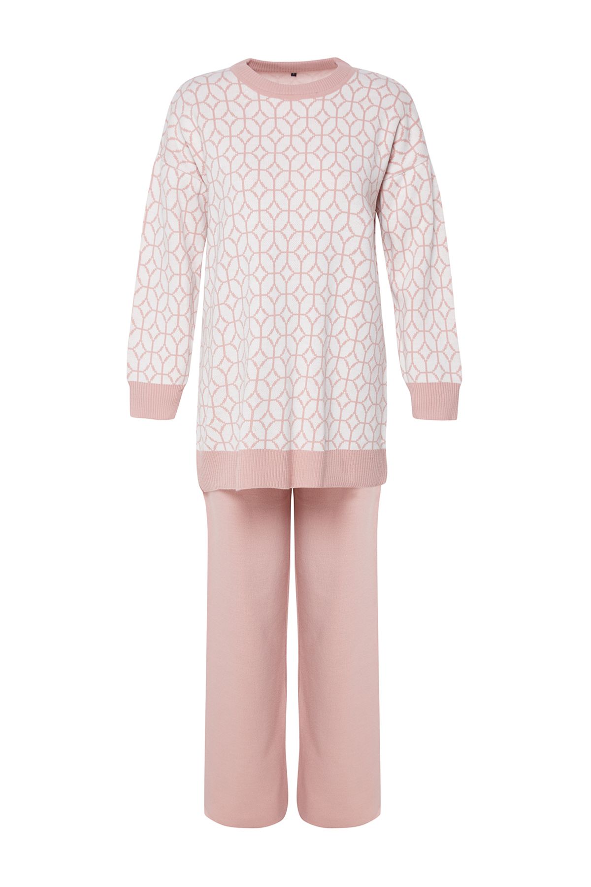 Trendyol Modest-Zestaw swetrów i spodni z dzianiny w geometryczne wzory suszonej róży - TCTAW23US00006 6