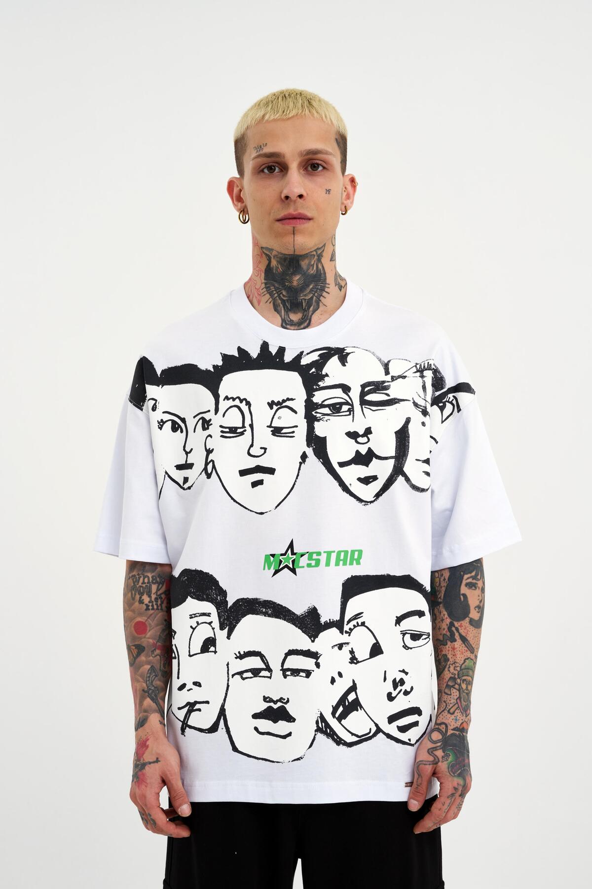 تیشرت مردانه Macstar Heads Oversize سبز روشن