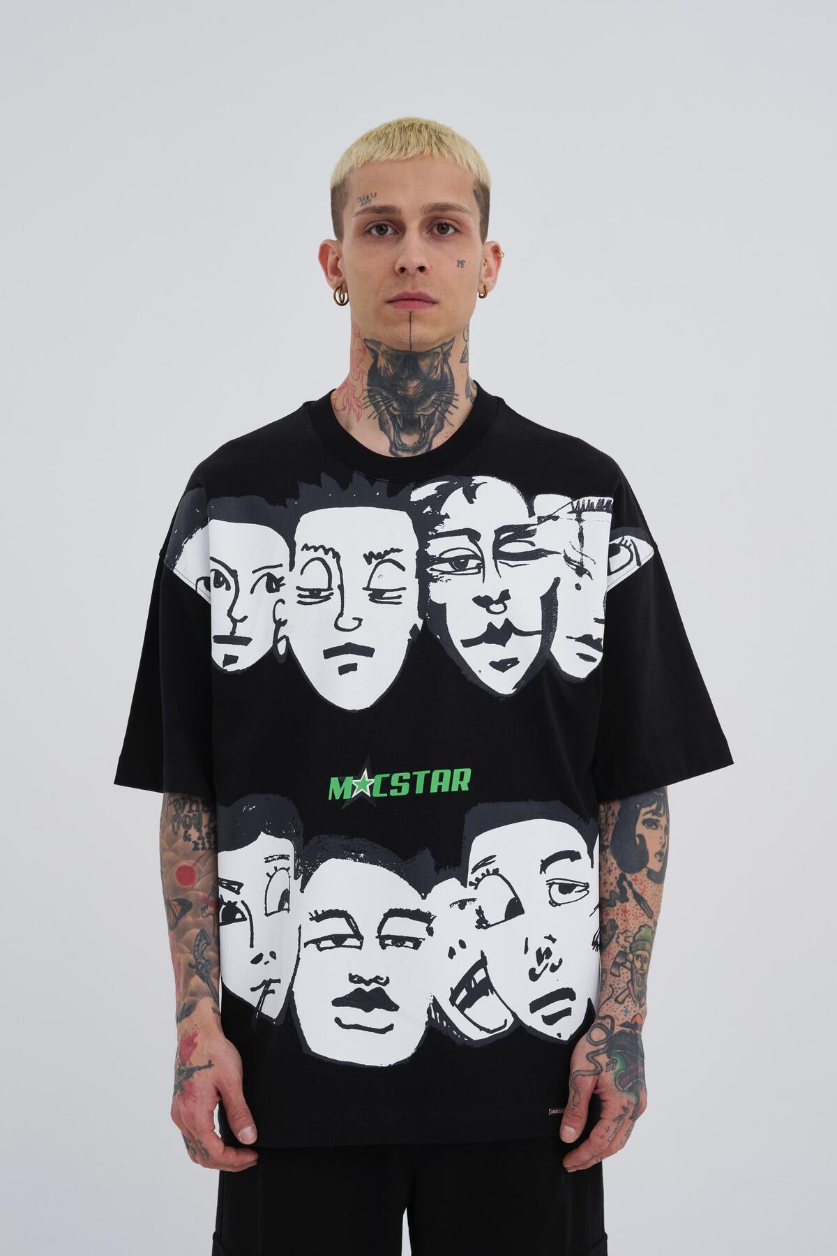 تیشرت مردانه Macstar Heads Oversize سبز روشن