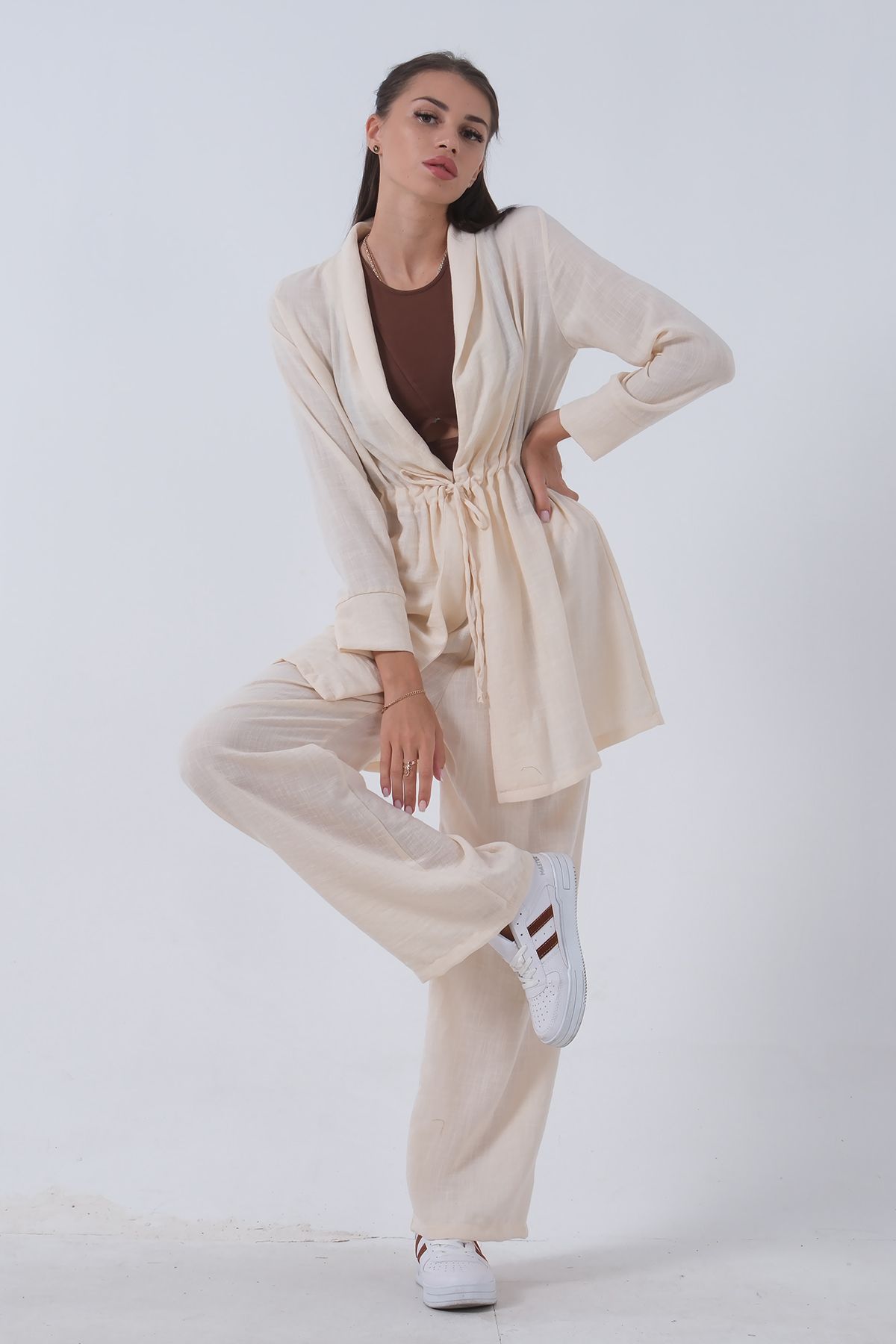 Feminist-Stone Colored Linen Set Trousers -0106319 5