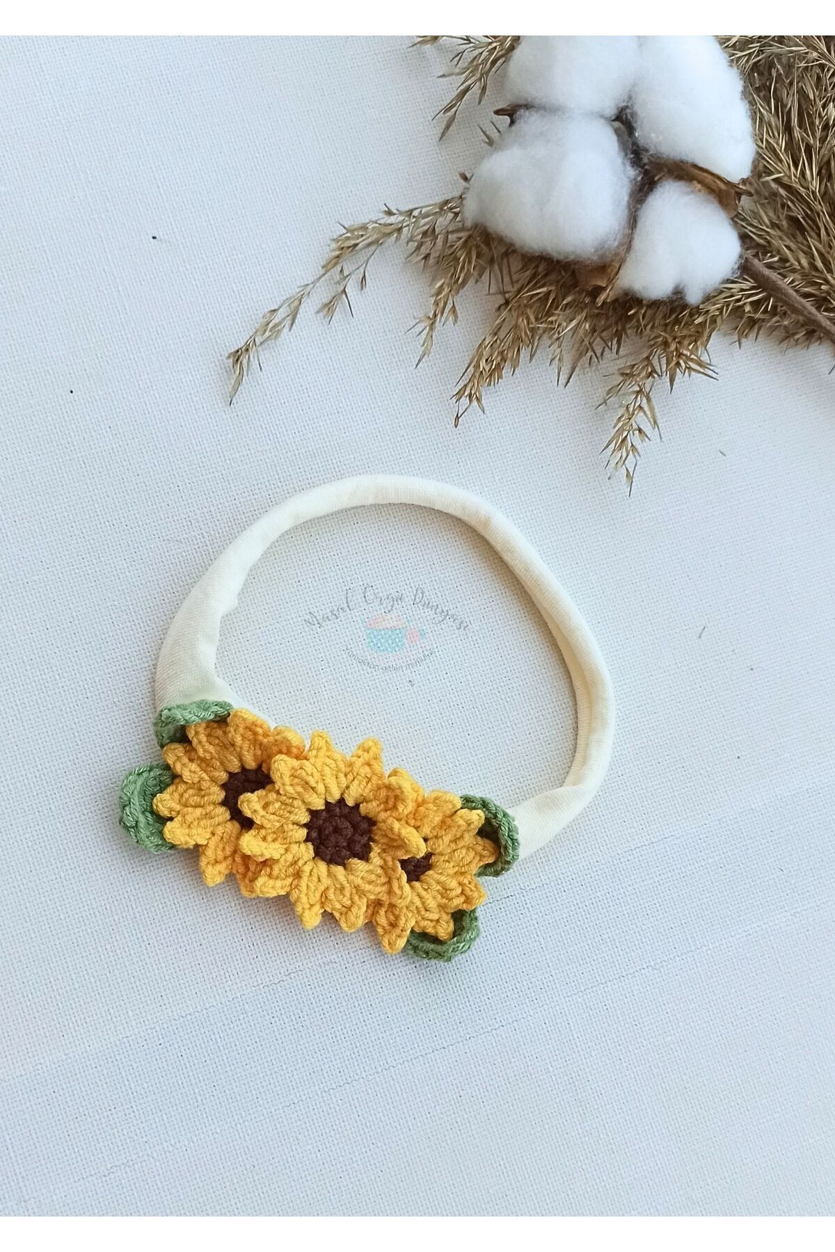 Ayçiçek Temalı Doğal Saç Bandı / Bandanası - Hair Band / Bandana 5