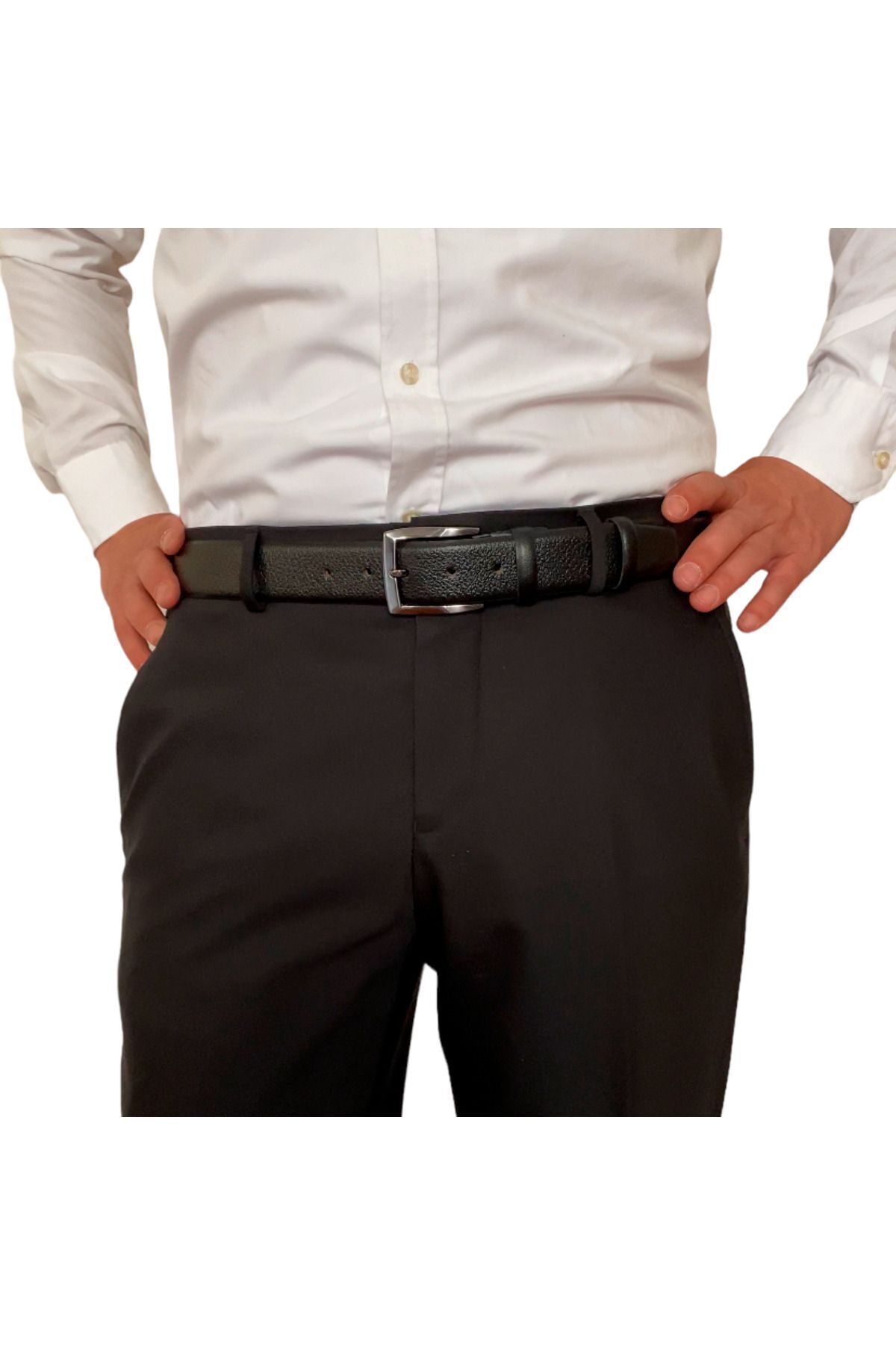 GoDeri-Cureaua pentru pantaloni din matase |   Piele 100% de calitate |   Negru stil clasic 3,5 cm Lungime=dk-142-143-144 2