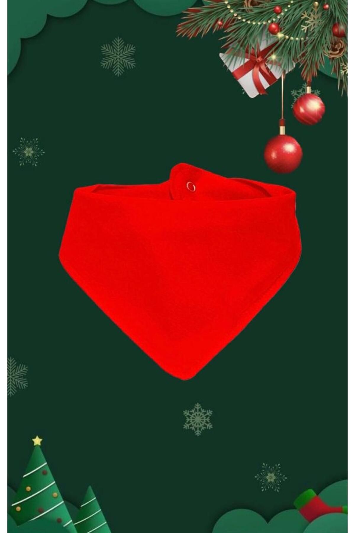 Lumos Trade Bebek %100 Pamuk Çift Katlı Kırmızı Renk Desensiz Yılbaşı Fular Mama Önlüğü - Salya Önlüğü fotoğrafı 2 (önizleme)