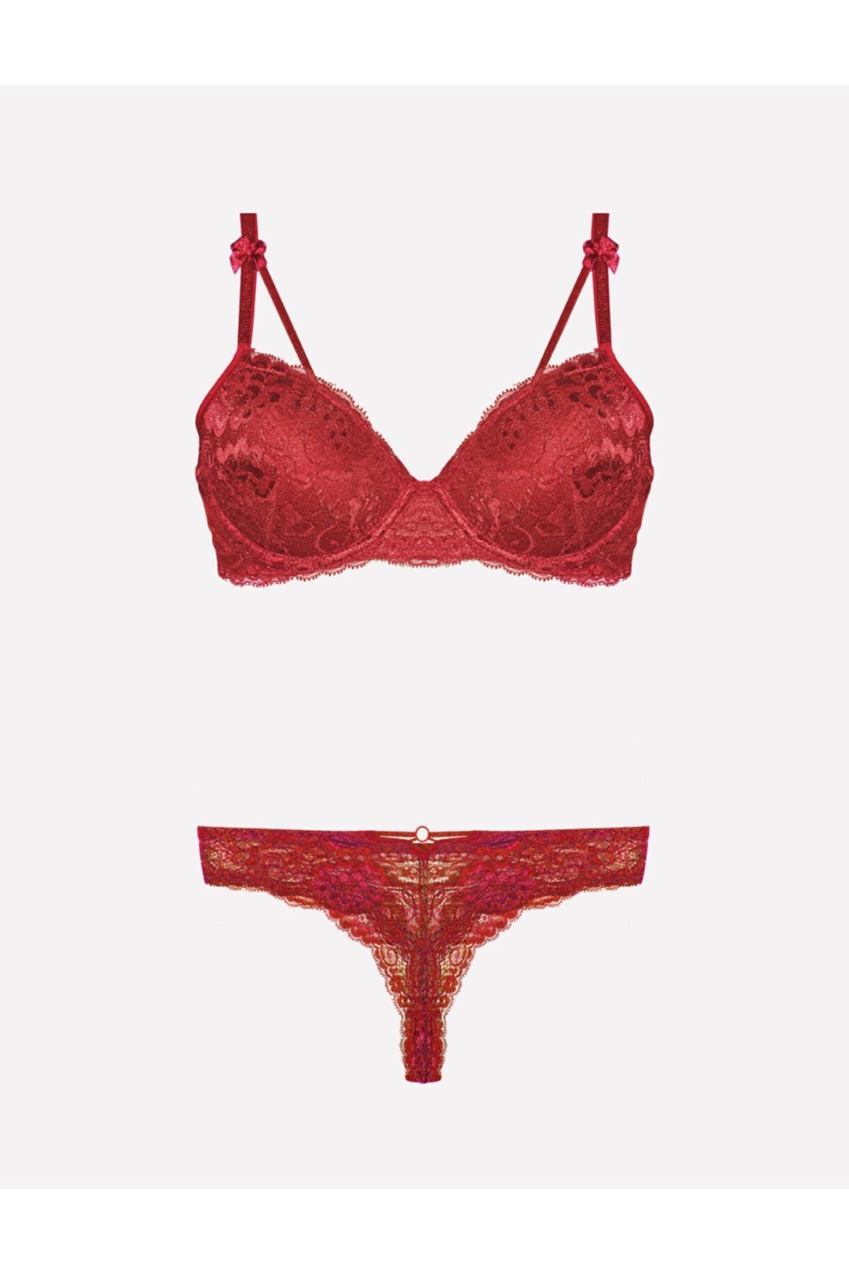Women's Claret Red Backed Push Up Bra And String Set New Season