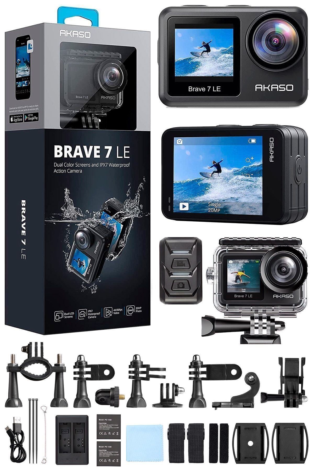 AKASO Brave 7 Le 4k Aksiyon Kamera Ve Süper Aksesuar Seti