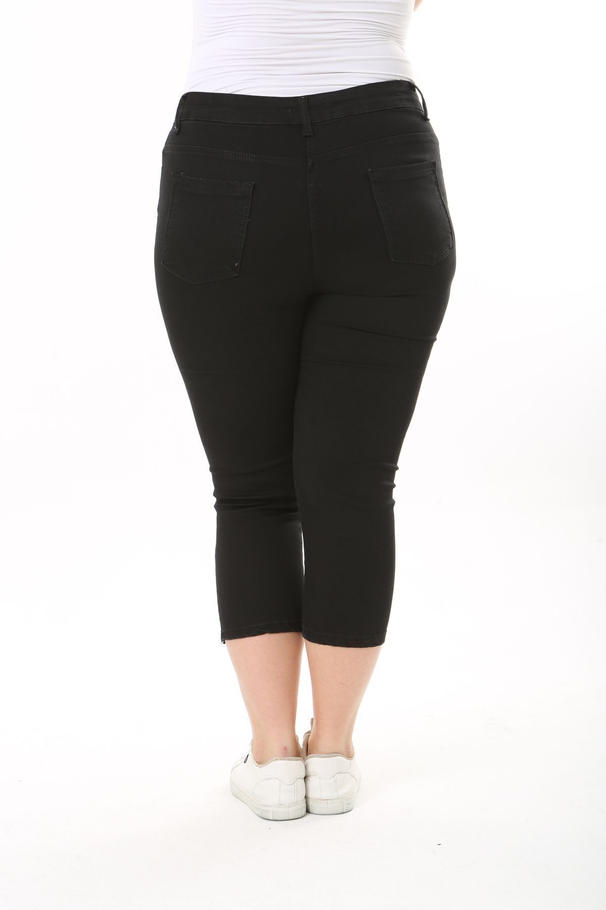 EYLÜL BUTİK  Kadın Kemerli Kot Kapri - Görsel 8