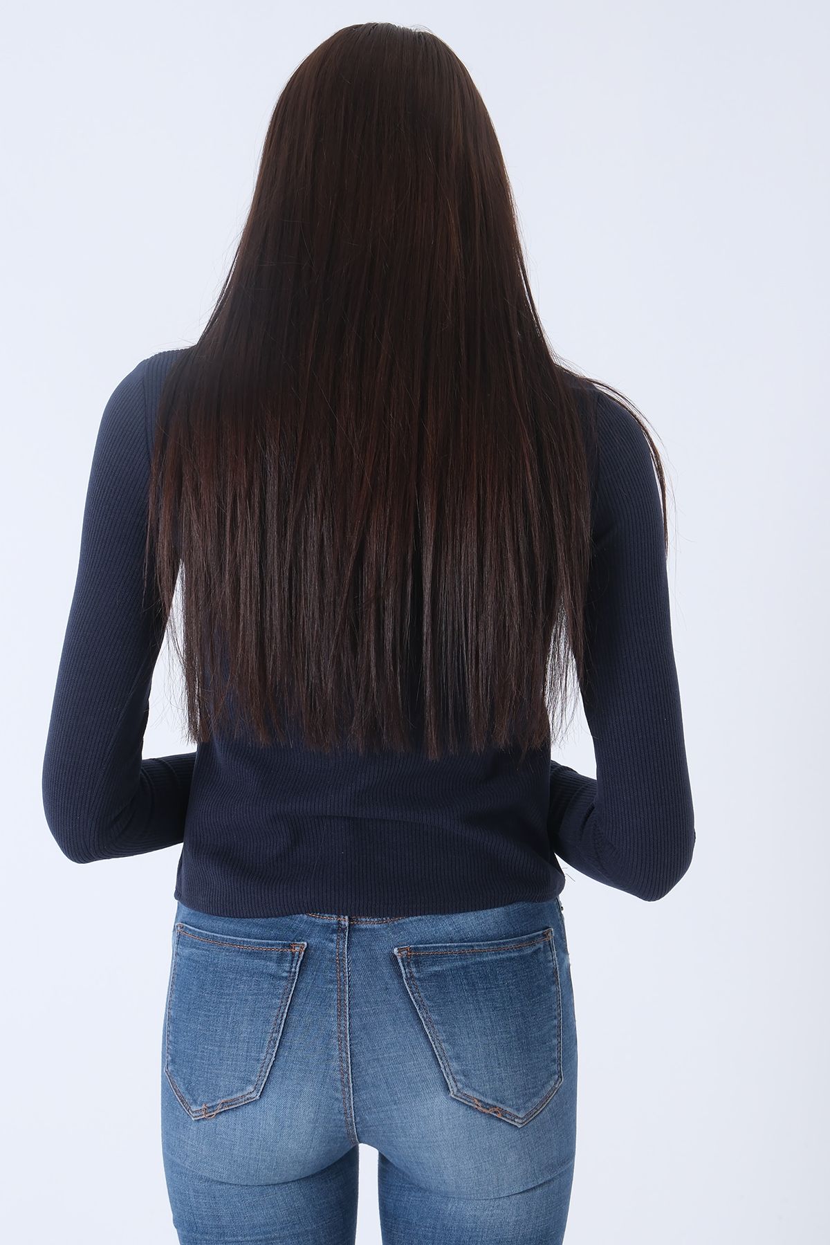 Feminist-Knitted V-Neck Sweater Navy Blue0103012 6