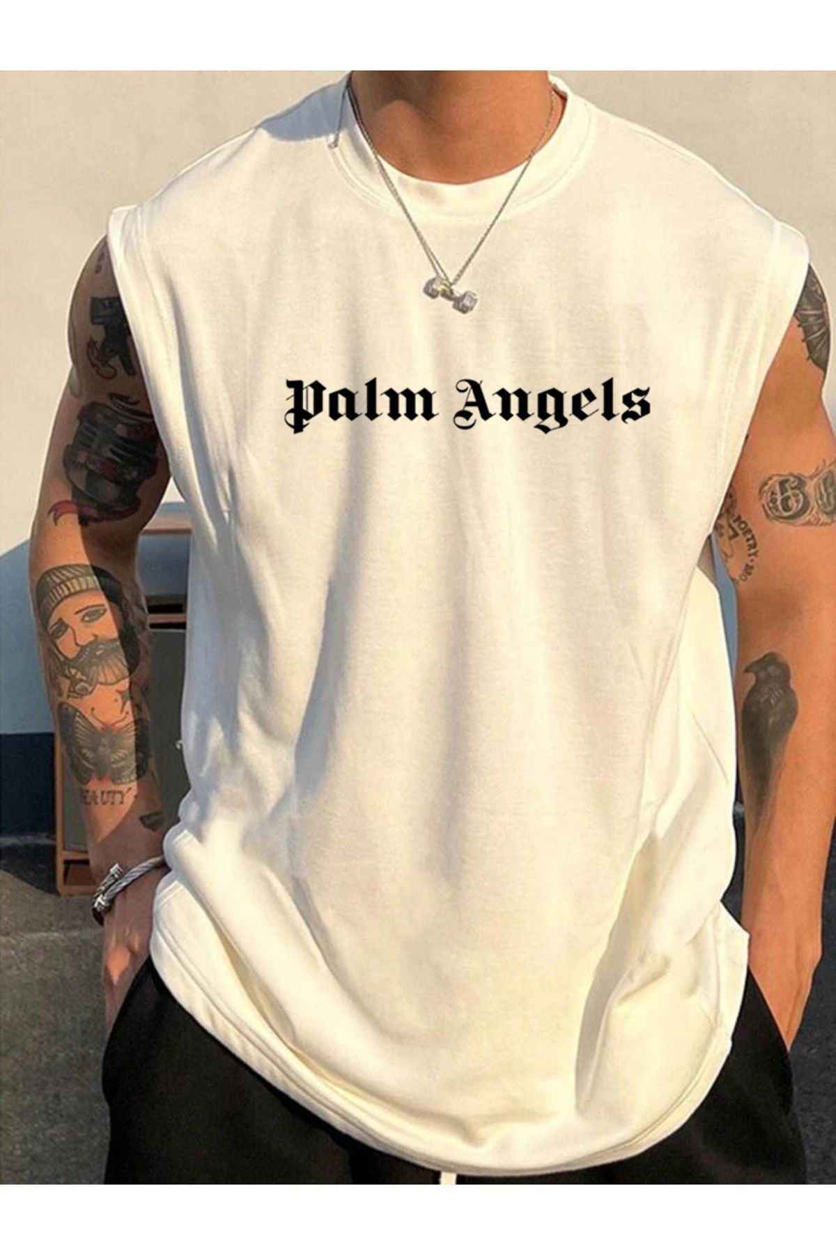 FAVOR ST Palm Angels Bask l Kolsuz Atlet tshirt Erkek S f r Kol Giyim Spor Giyim Oversize T SH RT Fiyat Yorumlar Trendyol