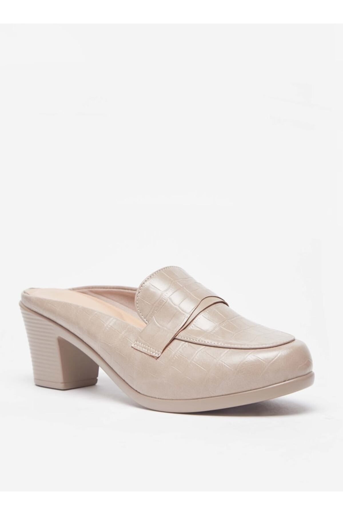 Flora Bella by Shoexpress-Textured Slip-On Mules with Block Heels 1