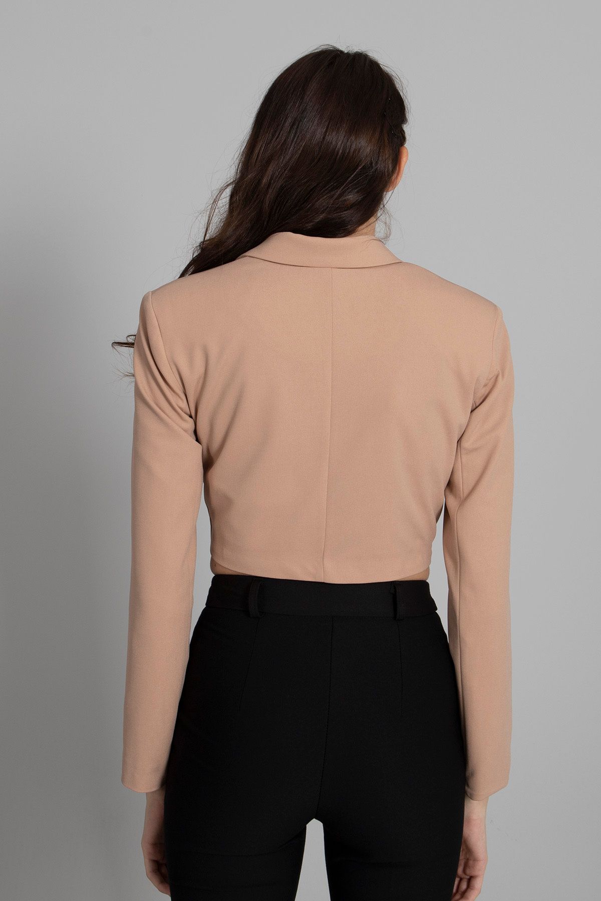 Feminist-Lined Crop Blazer Jacket Beige0105118 4