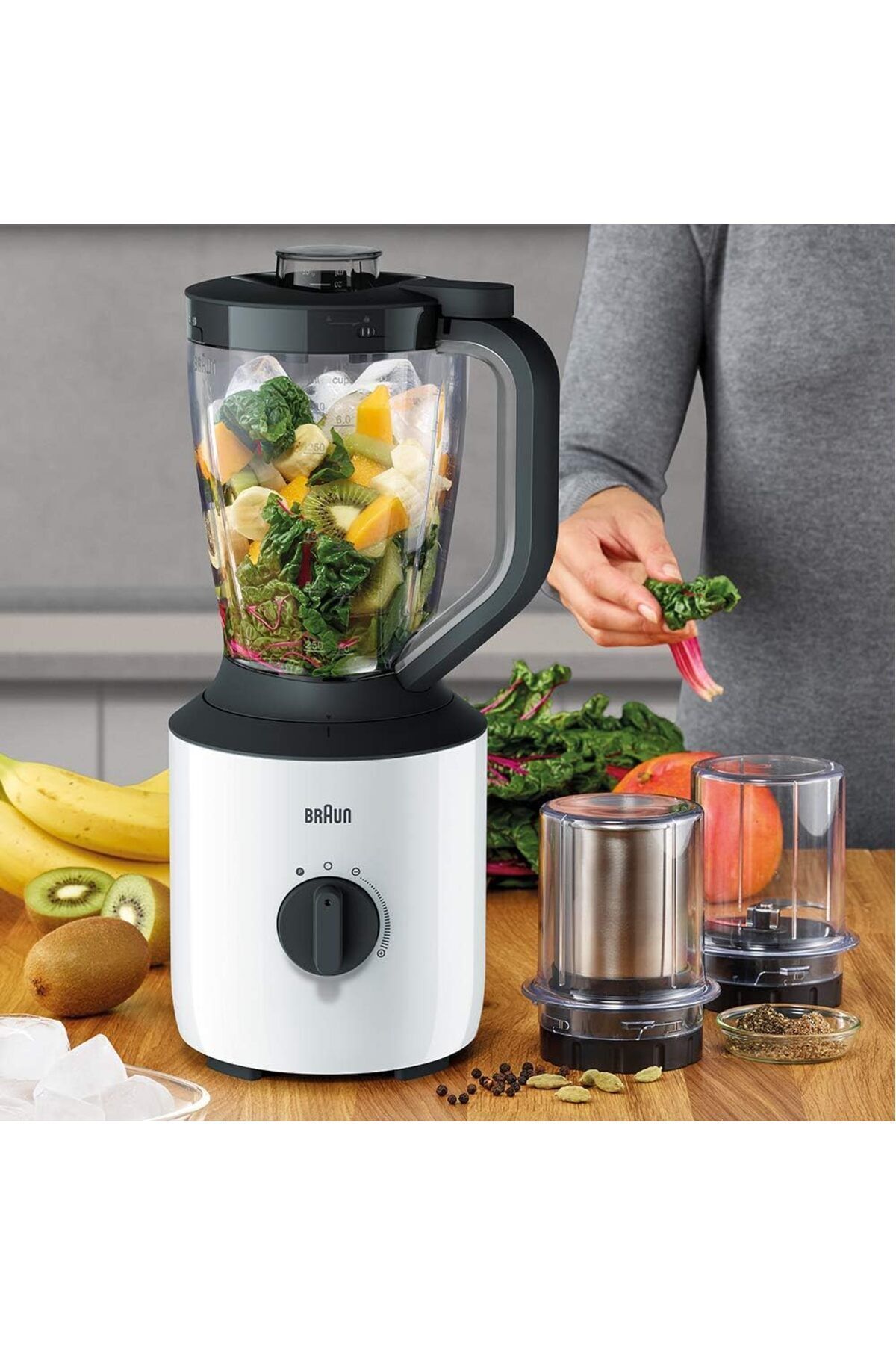 Braun-Powerblend Jug Blender 800W, 1.5L, TriAction, Silent blending, chopper & grinder - JB 3123 6