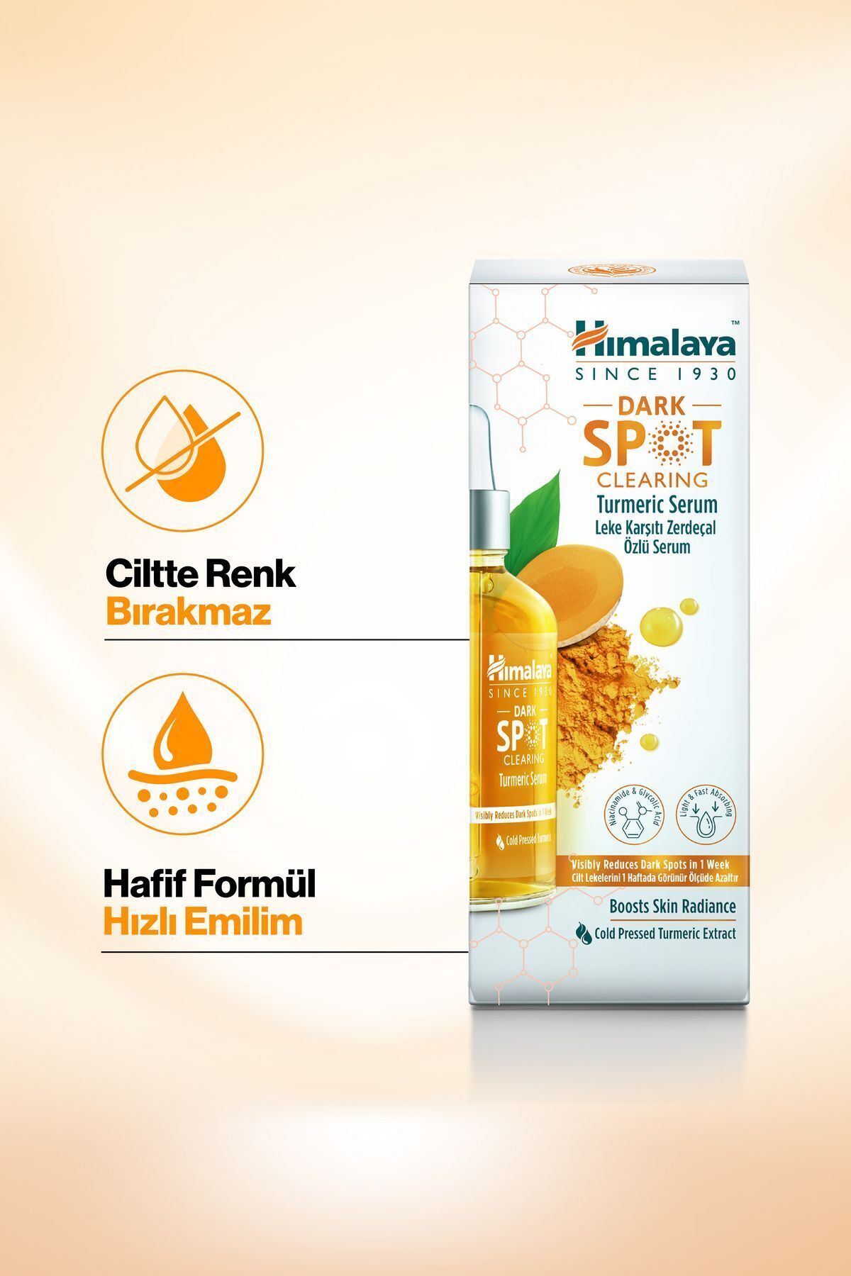 Dark Spot Clearing Leke Karşıtı Zerdeçal Özlü Serum 30 ml, Niacinamide %2, Glikolik Asit 10% — 18002204 — تصویر 4 از 7