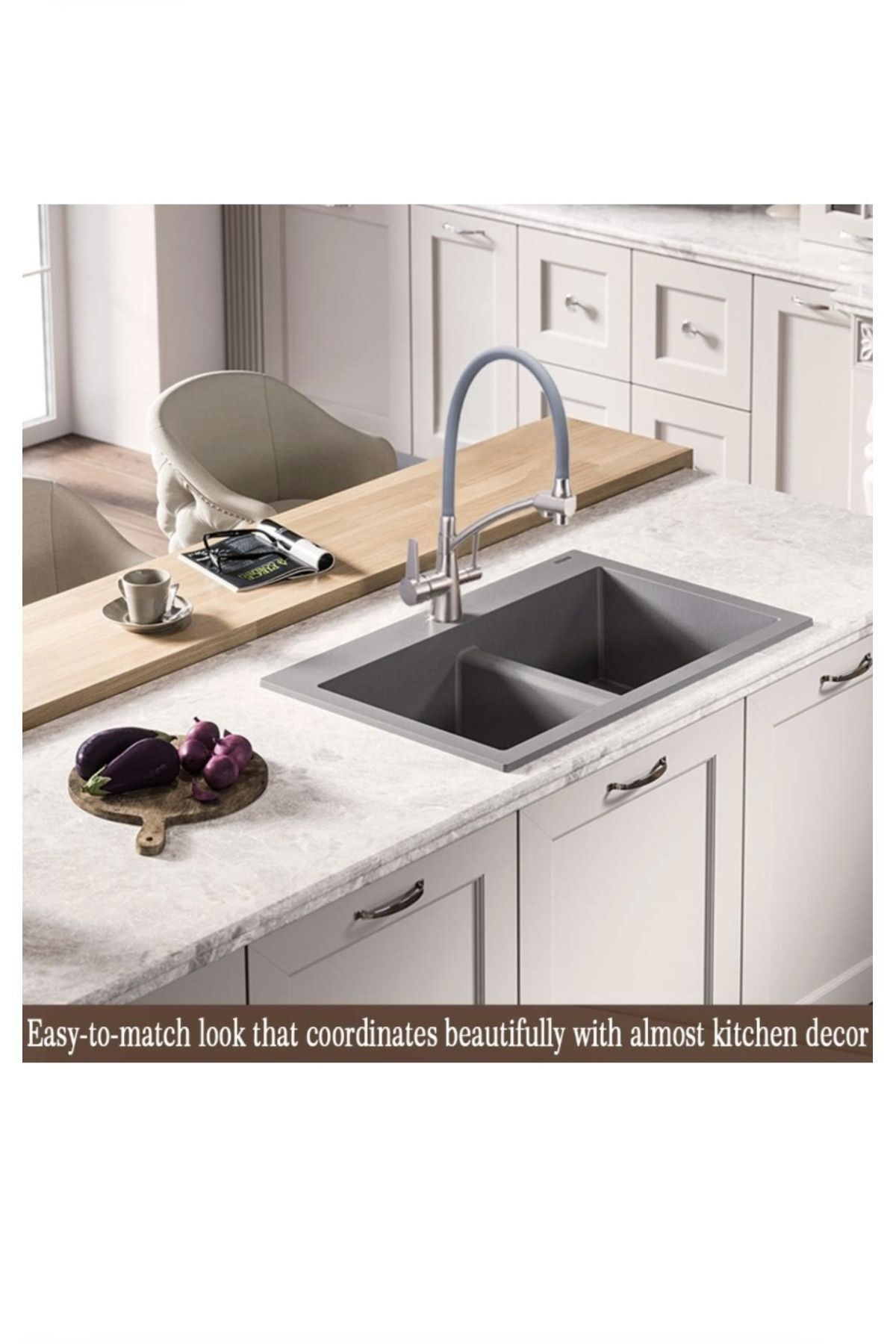 İSAOĞLU YAPI-Purified Kitchen Faucet Matte Chrome Brushed Nickel Faucet with Extending System Suitable for Purifiers 2