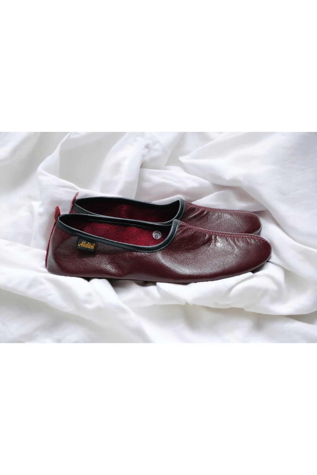 Akdam-Claret Red Leather Hajj Umrah Tawaf and Home Shoes - 100% 3