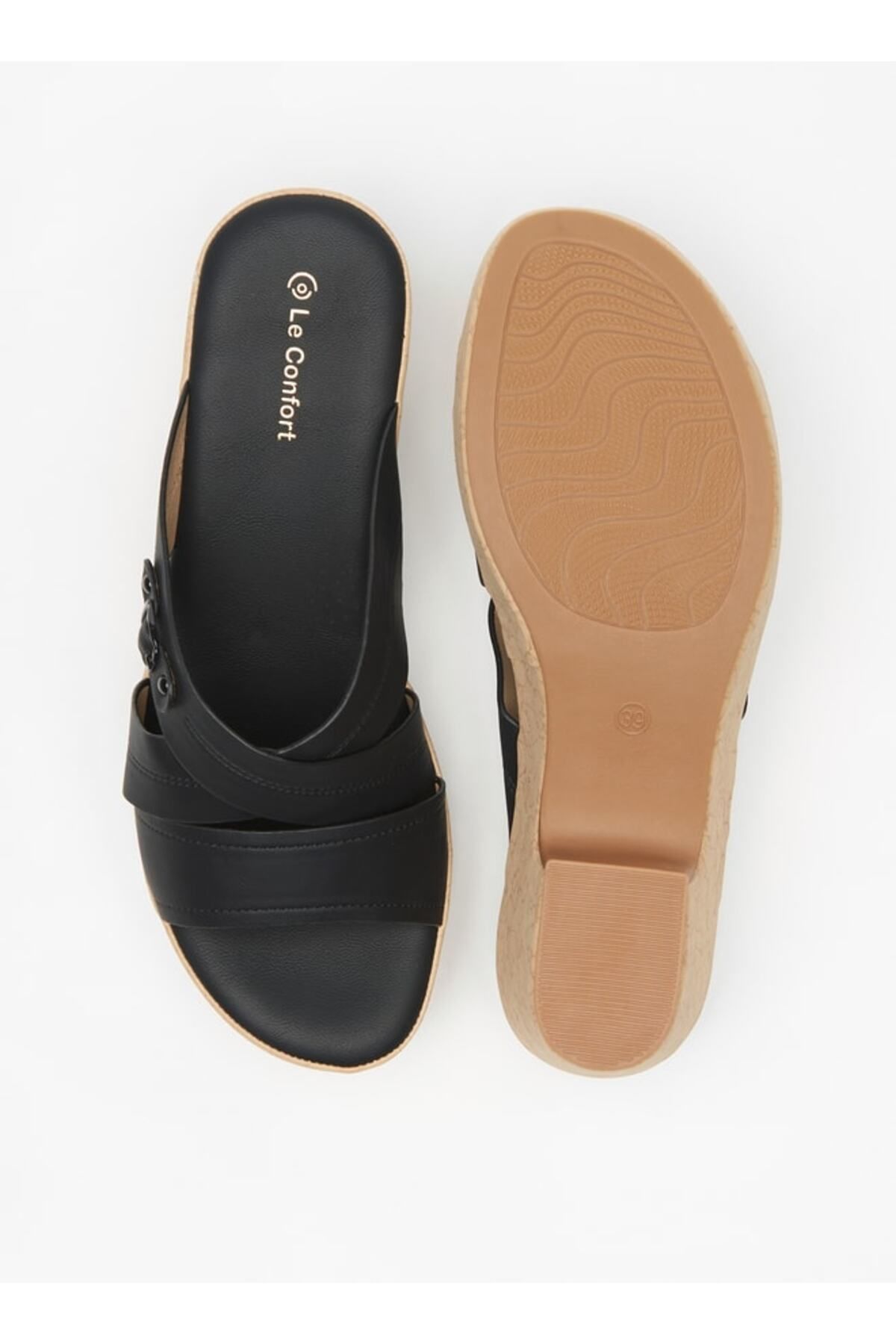 Le Confort-Cross Strap Slip-On Sandals with Platform Heels 4