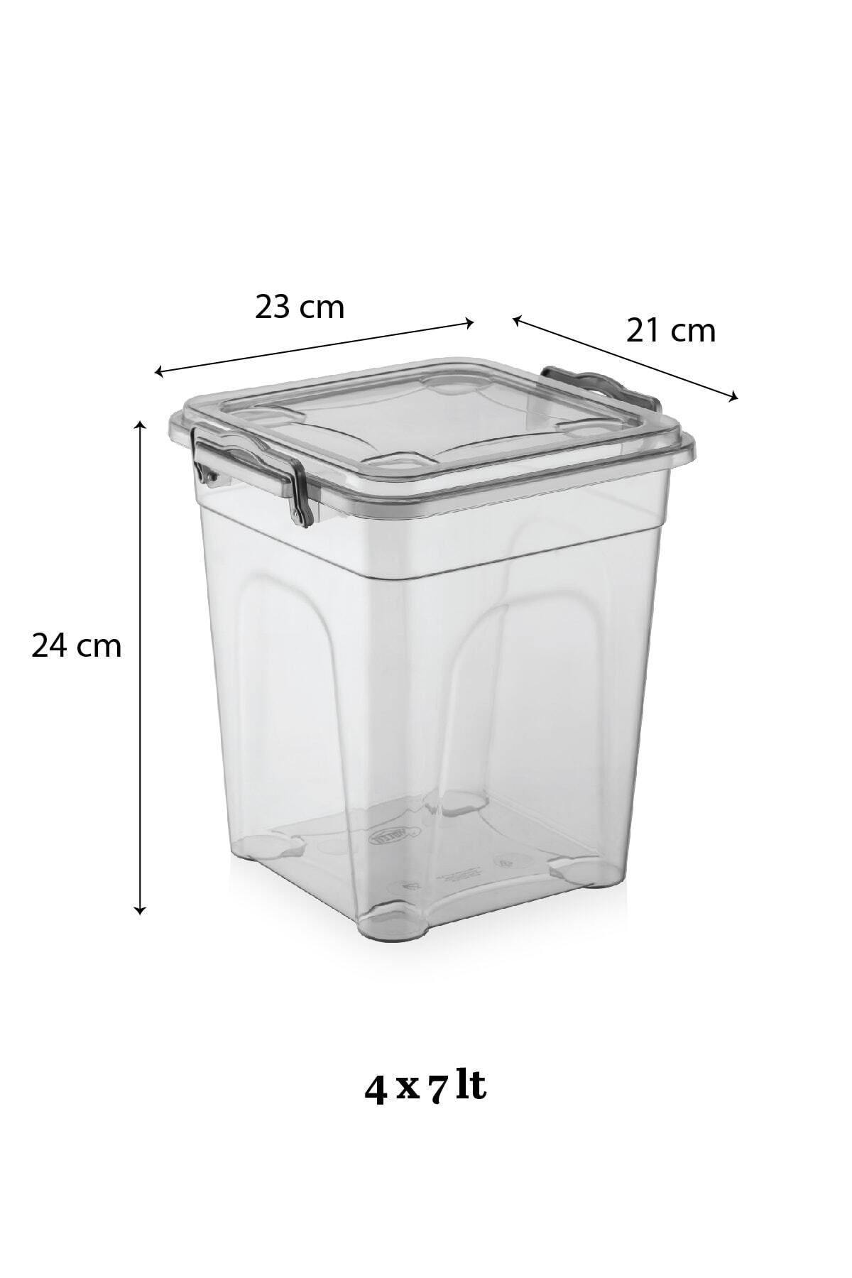 Meleni Home-4-Piece Mega Size Lockable Lid Flour and Bowl Storage Container - Erzak Container - Pantry Material Box 4x7 Lt 3