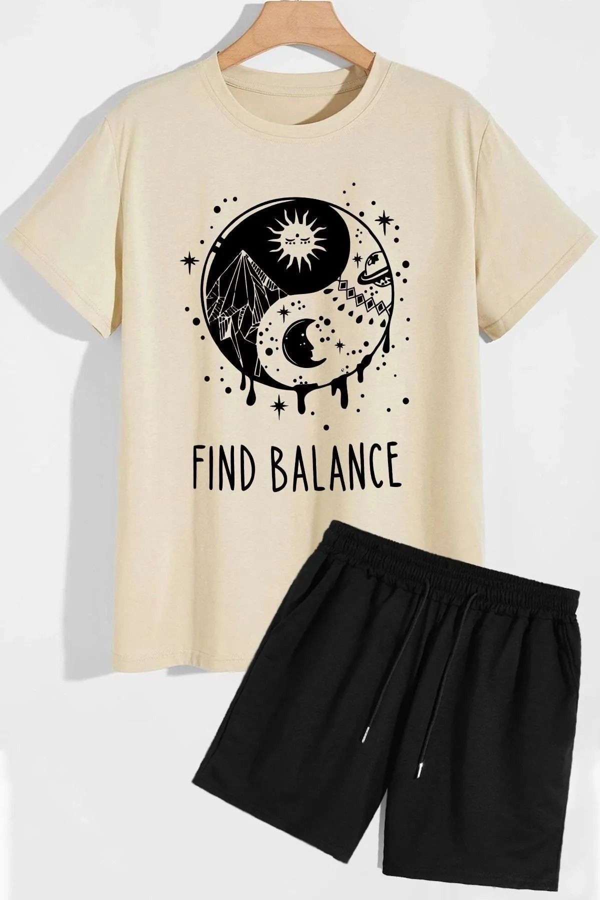 Baskılı Eşofman Takımı - Şort Tshirt Takım