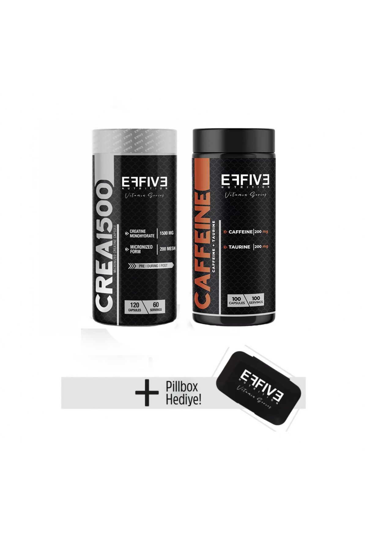 Effive Nutrition Crea1500 Kreatine Monohydrate 120 Kapsül +Caffeine 100 Kapsül