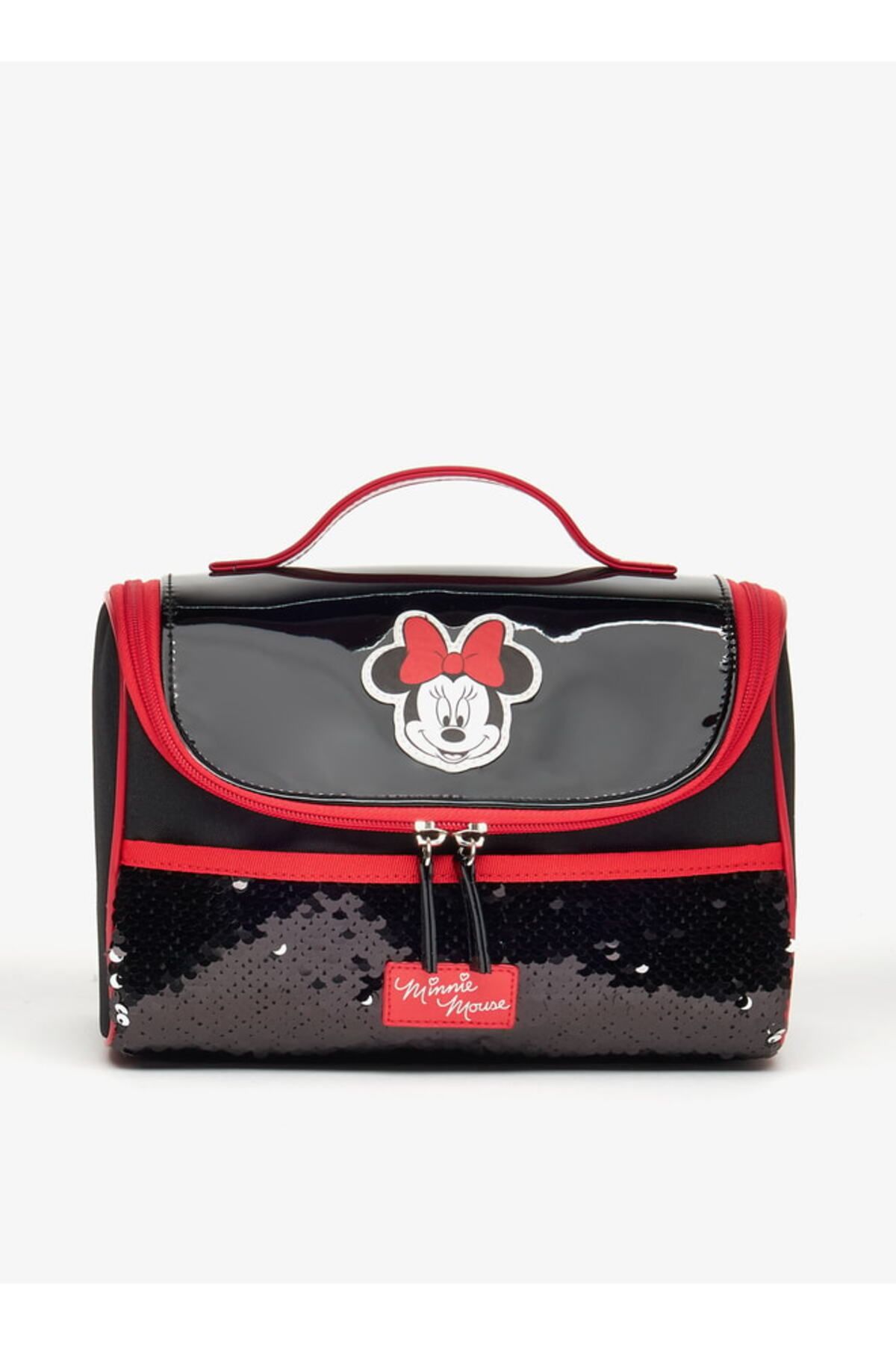 D SNEY Minnie Mouse Embellished Lunch Bag with Zip Closure and Top Handle