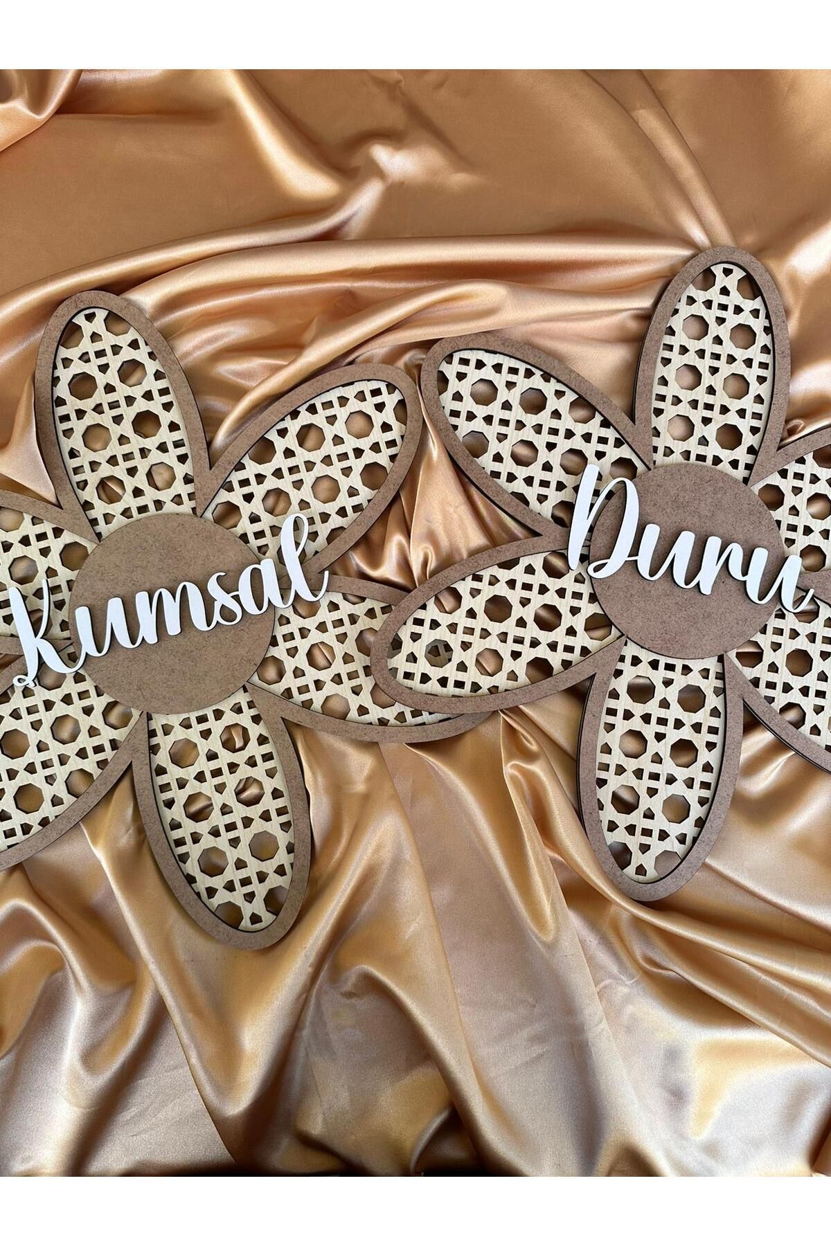 esamore concept Ahşap Rattan Efektli Bebek Çocuk Odası Tablosu,büyük Bohem Papatya Isimli Tablo, Isim Panosu fotoğrafı 7 (önizleme)