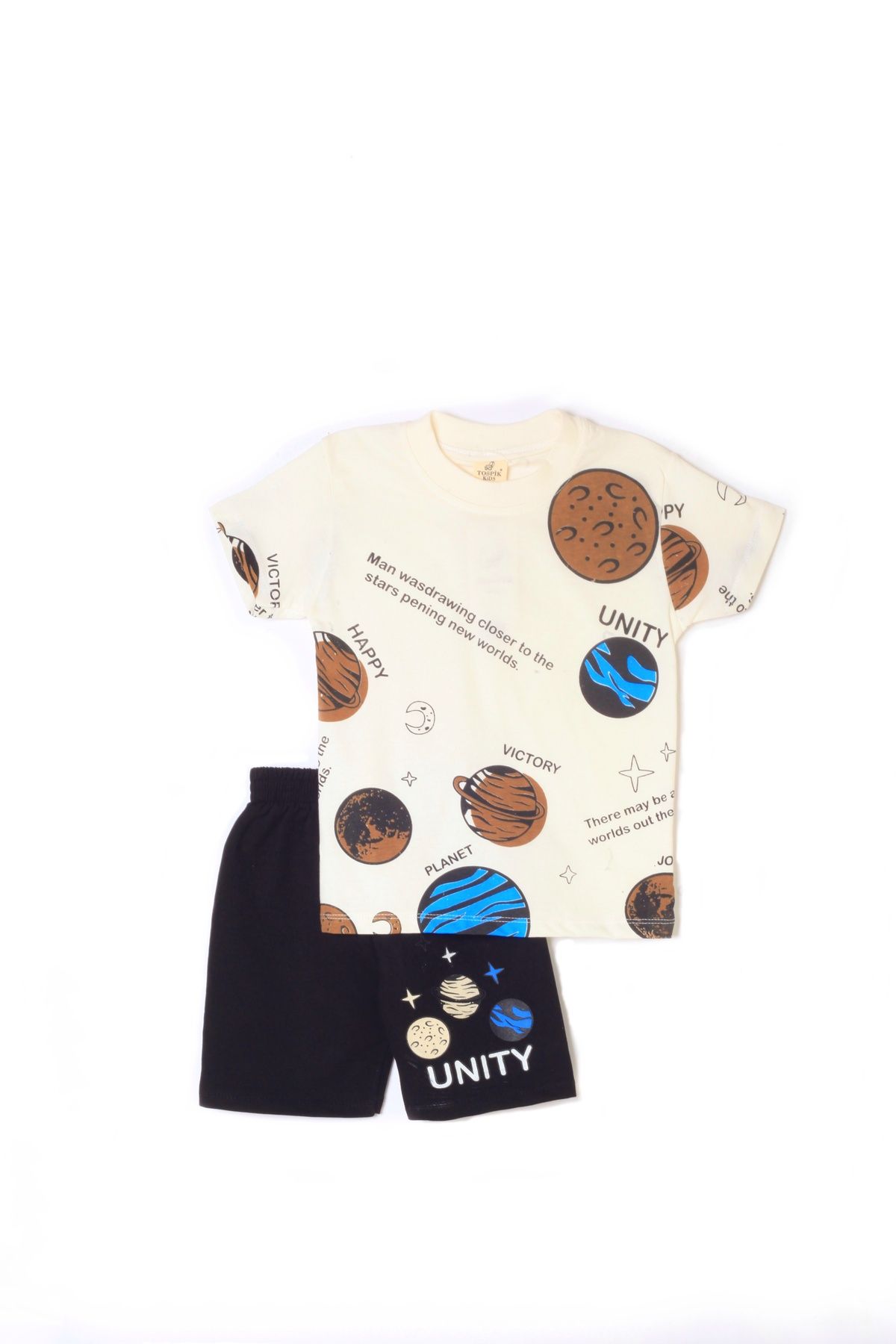 MİNİKANKA Set De Pantaloni Scurți Și Tricou Cu Model Spațial Pentru Băieți Și Bebeluși Pentru Vârsta De 2-8 Ani Masculin - 5-6 ani