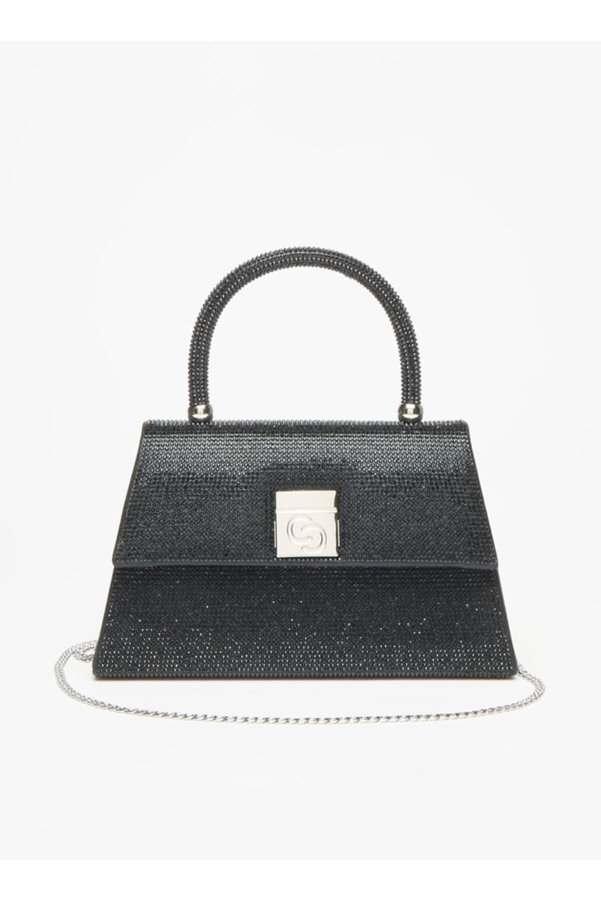 Celeste-Embellished Satchel Bag with Top Handle and Chain Strap - W 22 x H 13 x D 8 cm 1