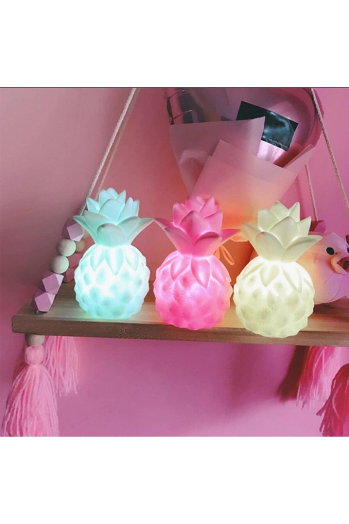 Evene Ananas Dekoratif Aydınlatma Led Işıklı Gece Dekor Bebek Çocuk Odası Masa Lambası fotoğrafı 4 (önizleme)