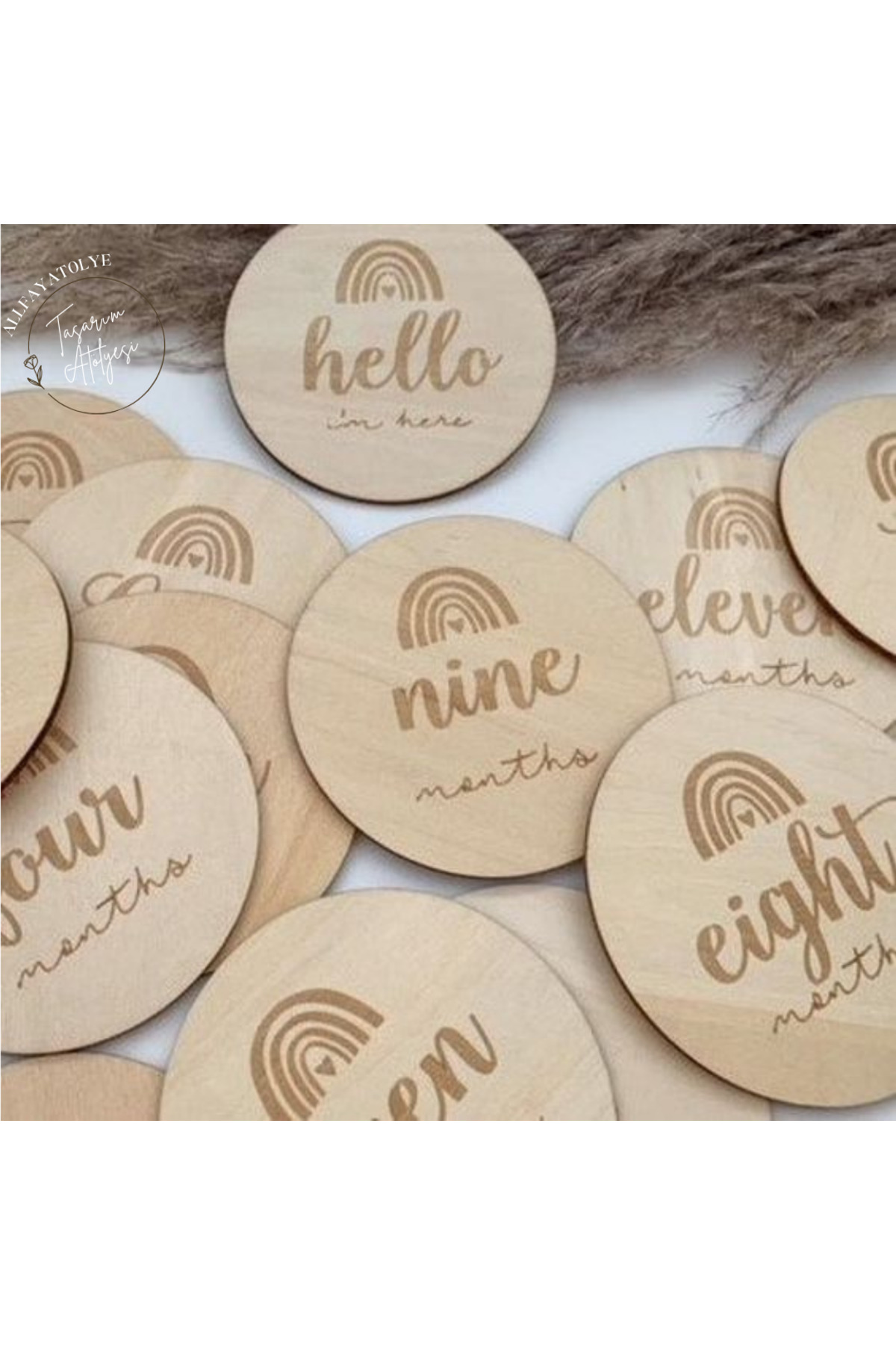 AllFayLazer Ahşap Aylık Plak Seti Bebek Fotoğraf Kartları Ahşap Bebek Anı Kartı Yenidoğan Hediyesi fotoğrafı 2 (önizleme)