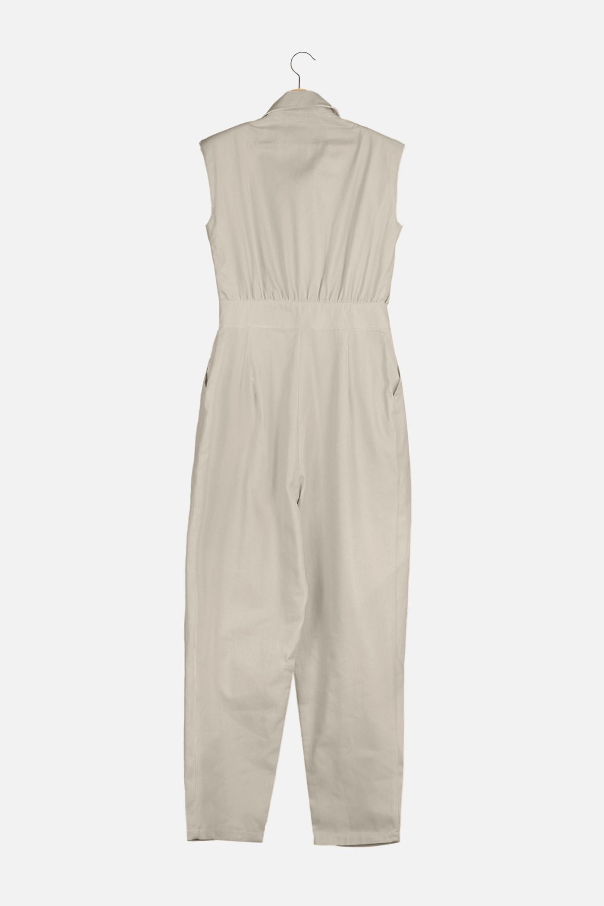 Trendyol Collection-Ärmelloser Jumpsuit aus Gabardinegewebe mit Hemdkragen in Stein TWOSS21TU0233 11