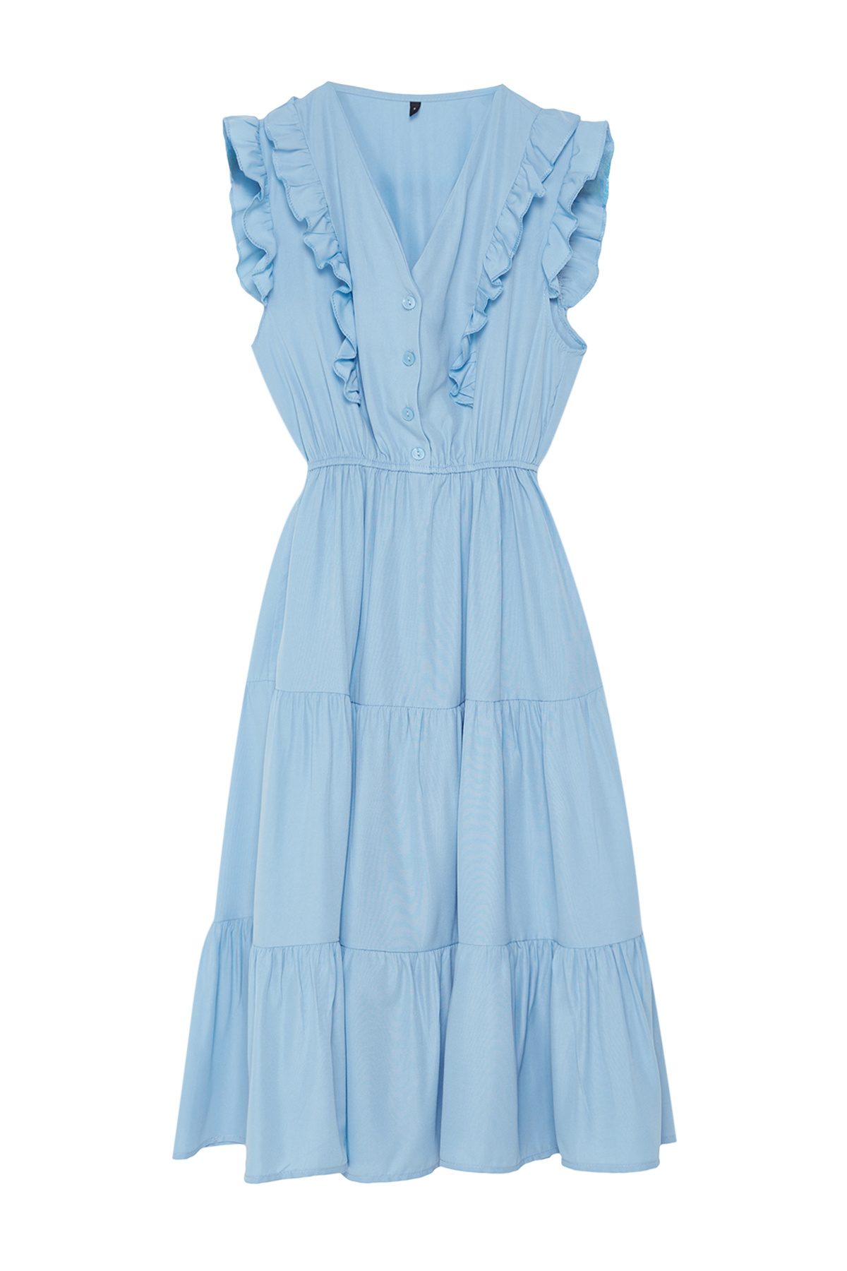 Trendyol Collection-Rochie midi albastră cu volane în formă de skateboard - TWOSS24EL01073 6