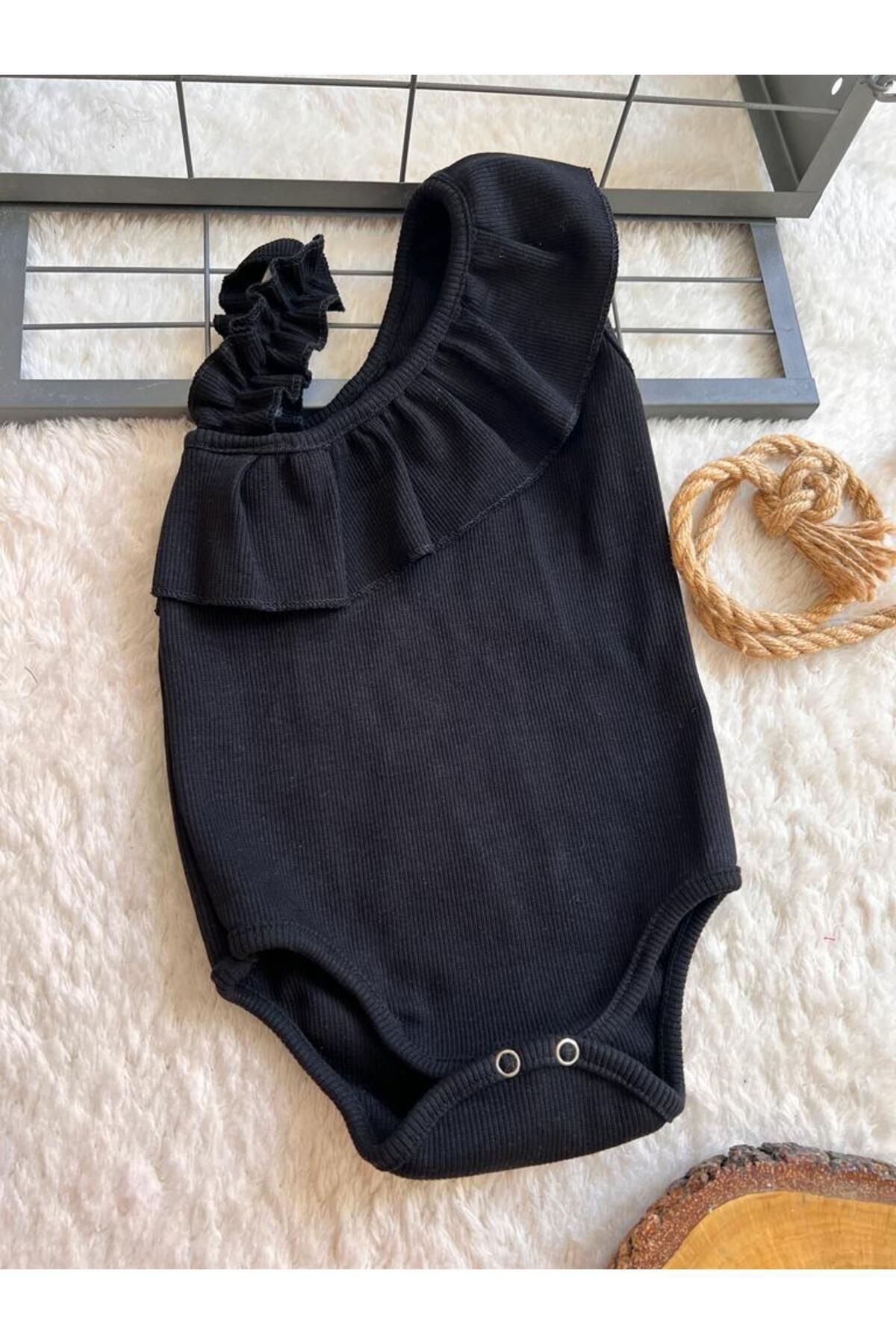 BEBEK ÇOCUK SiYAH TEK KOL FiTiLLi RiBANA ZIBIN BODY