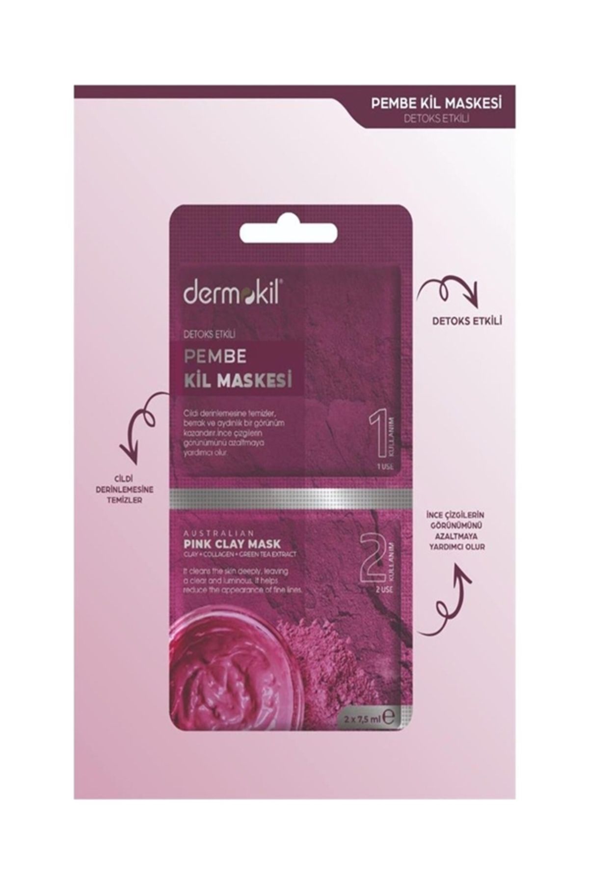 Dermokil-Pink Detox Effect Clay Mask - 15 ml 3