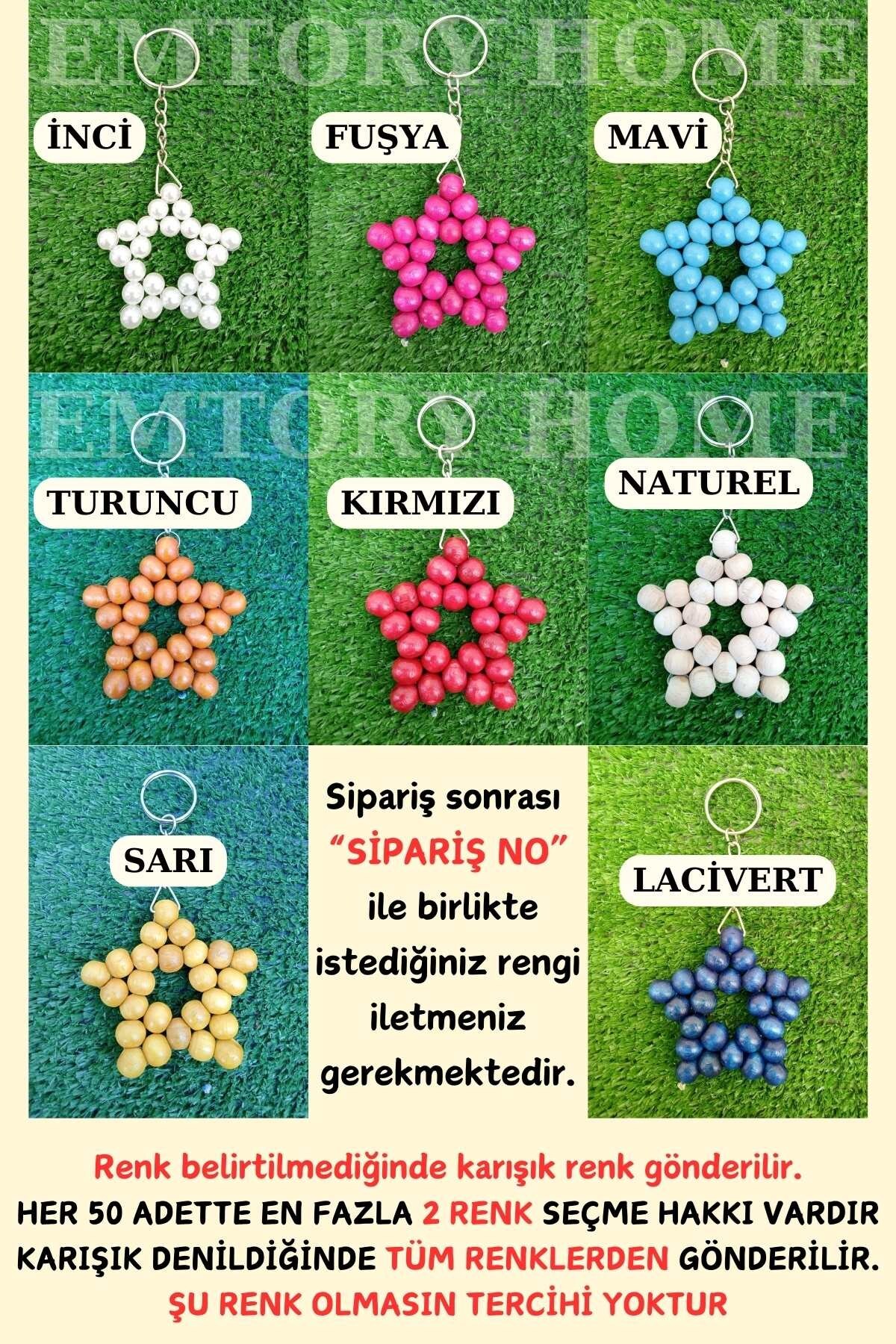 50 Pcs Long Chain Star Keychain - Gift Keychain - Henna Gift- Mevlid Gift -