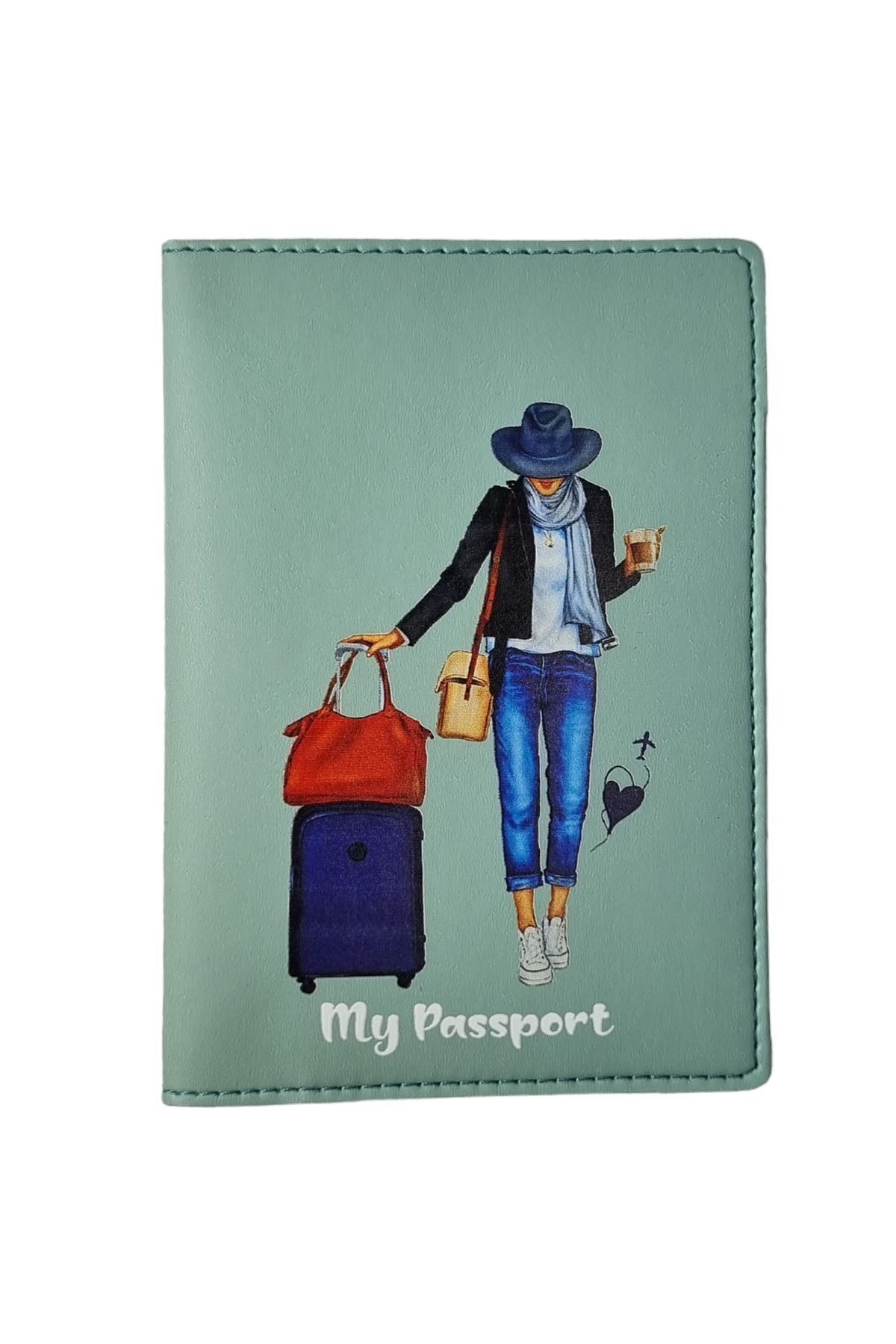 Acar Mira Thermo Leather Printed Passport Case Passport Holder Travel Wallet Mint Green