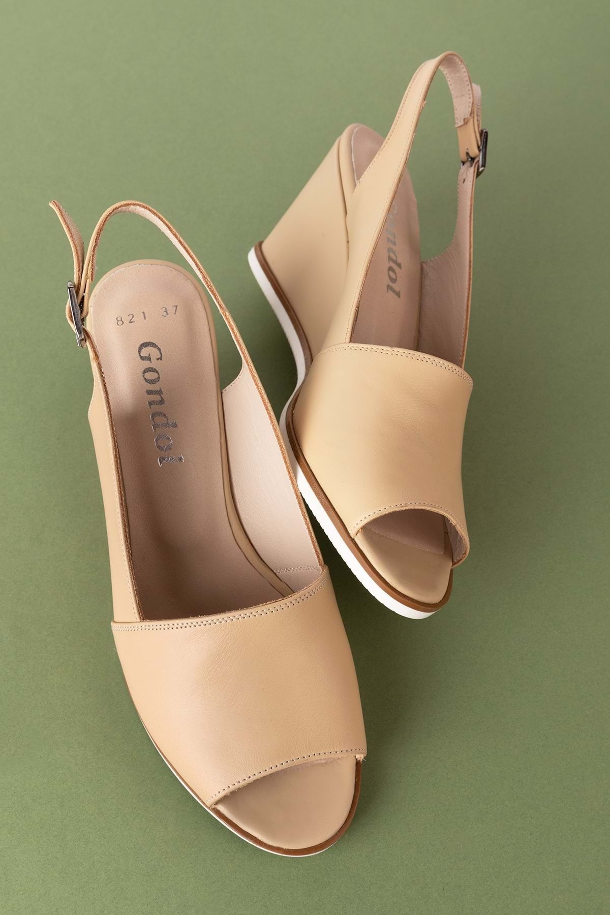 Gondol-Women's Genuine Leather Wedge Heel Shoes Şhn.821 1