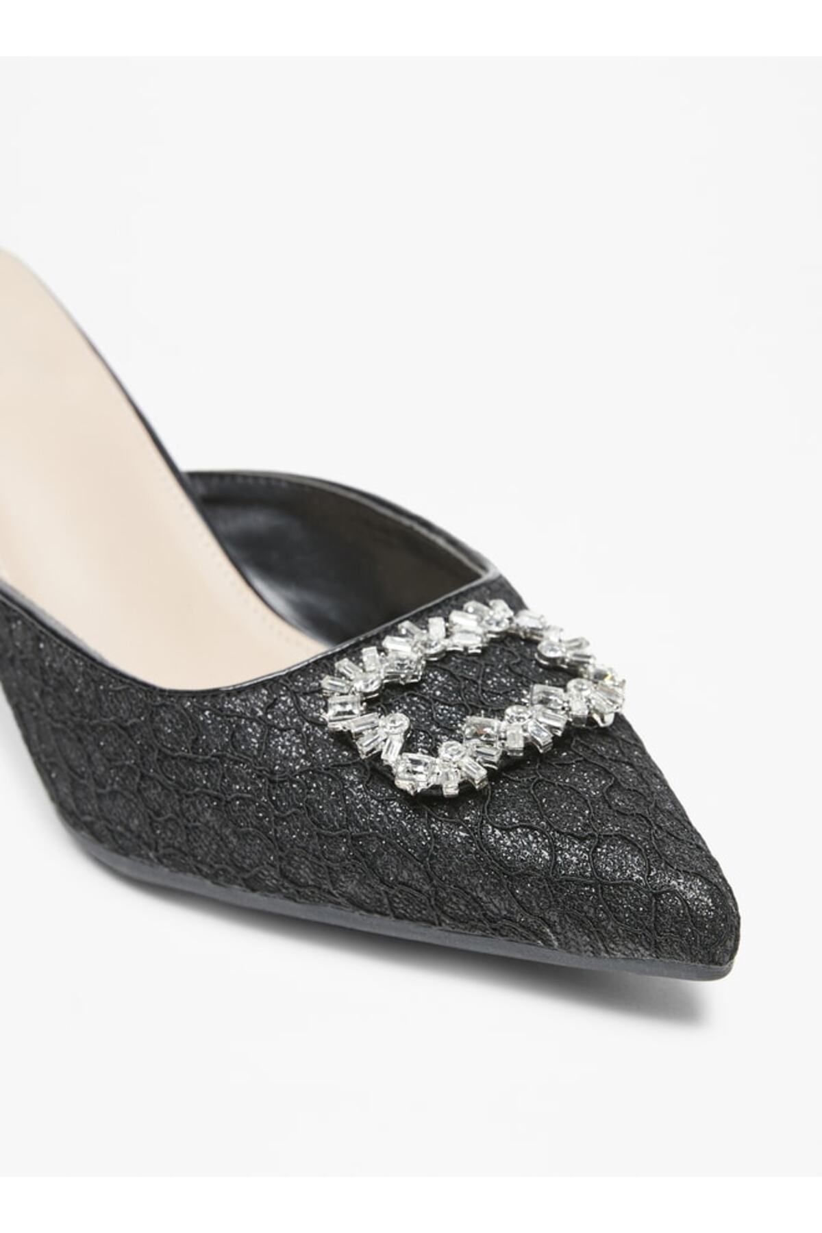 Flora Bella by Shoexpress-Embellished Slip-On Mules with Flared Heels 5