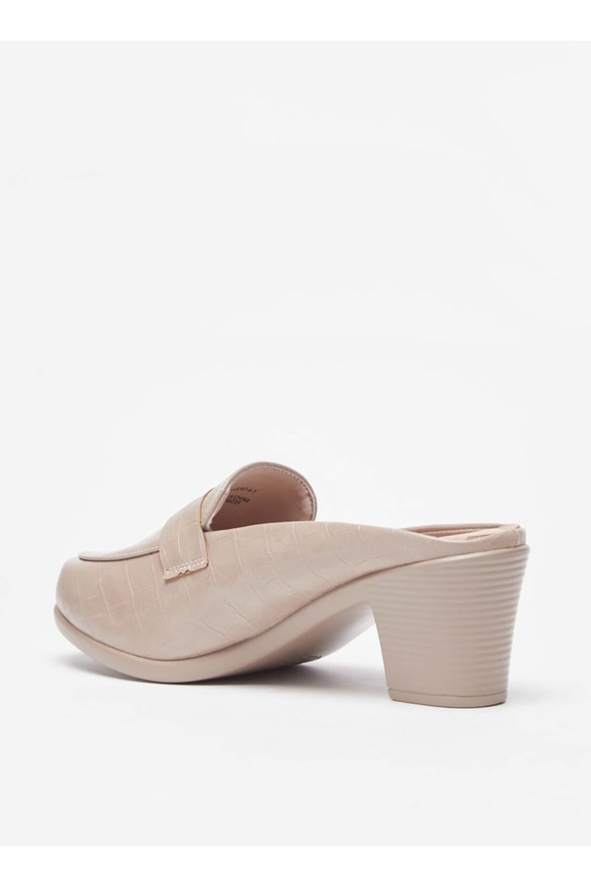 Flora Bella by Shoexpress-Textured Slip-On Mules with Block Heels 2