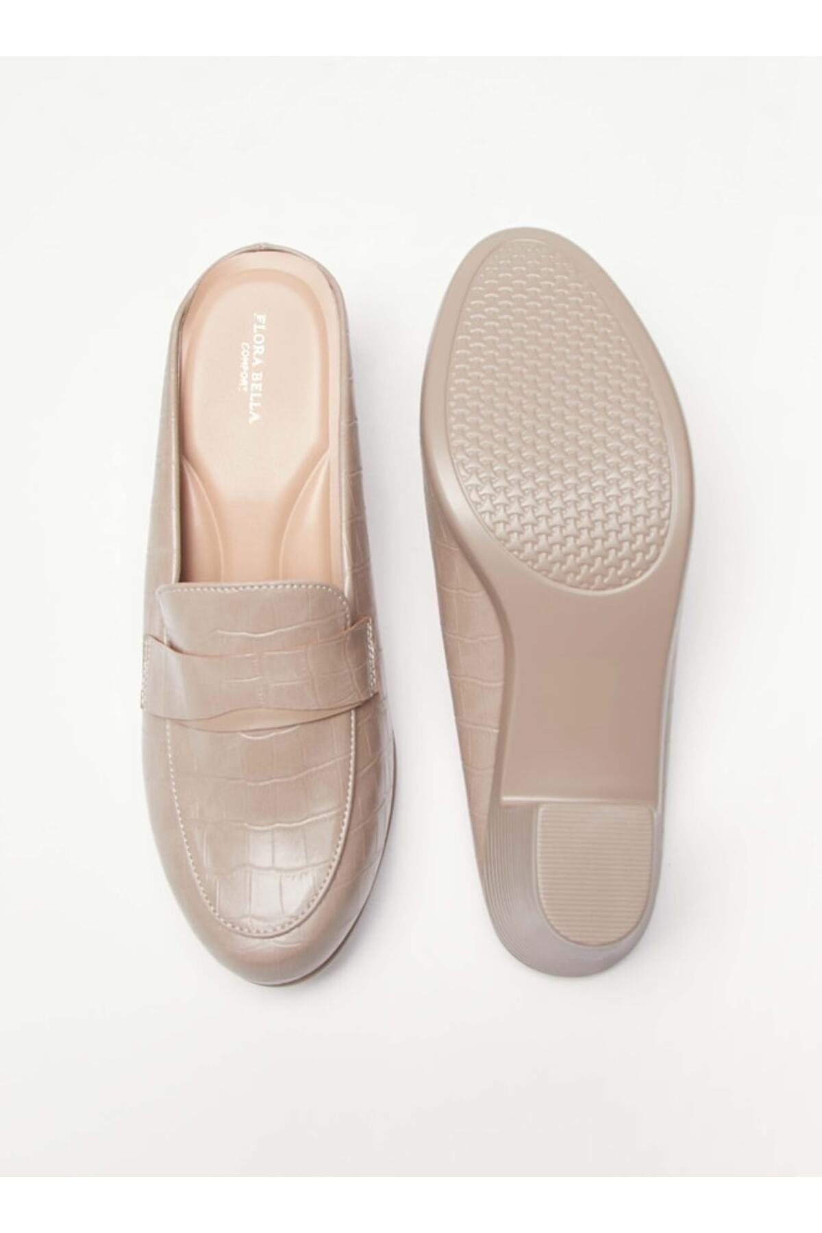Flora Bella by Shoexpress-Textured Slip-On Mules with Block Heels 4