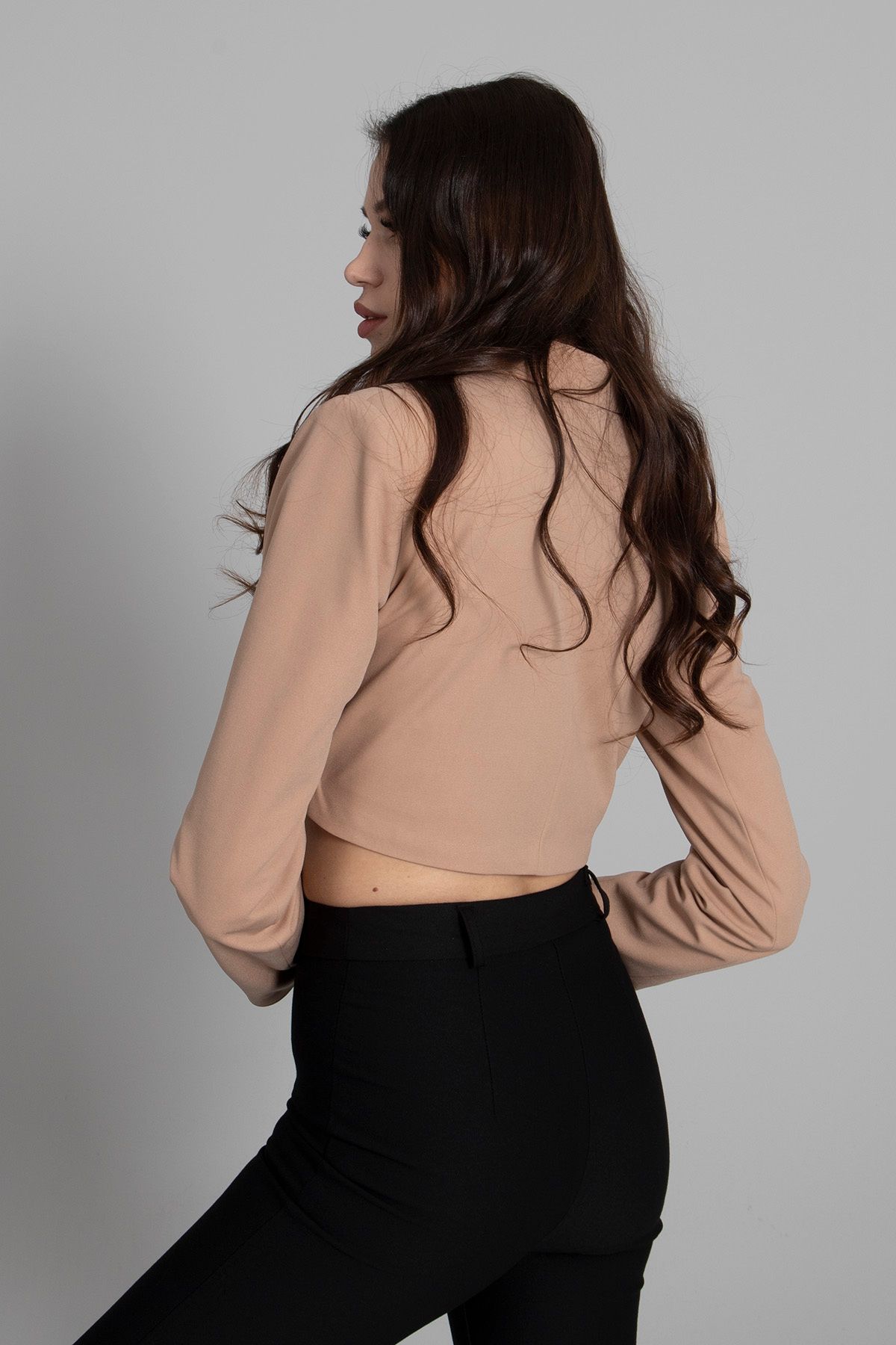 Feminist-Lined Crop Blazer Jacket Beige0105118 3