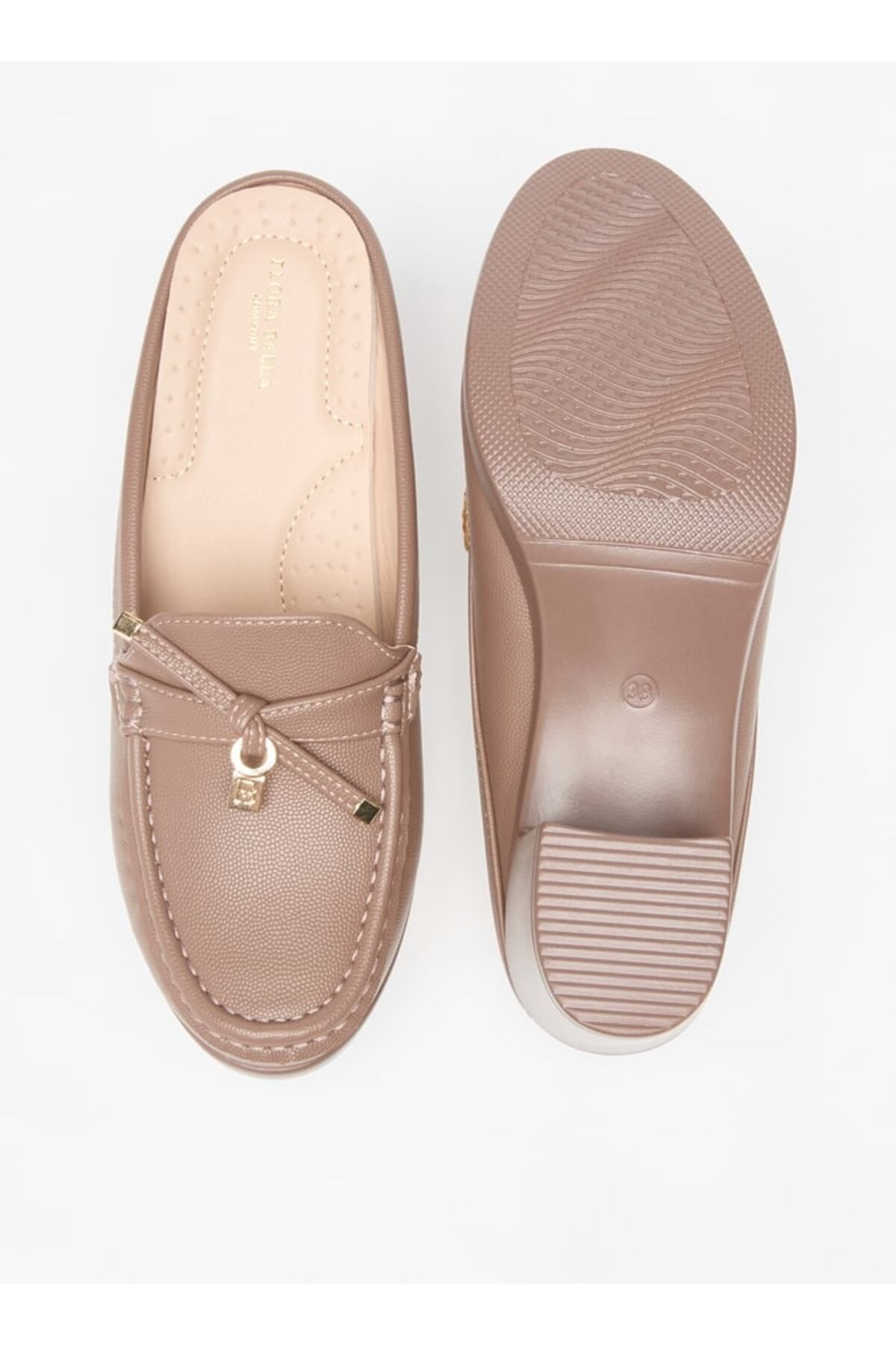 Flora Bella by Shoexpress-Solid Slip-On Mules with Block Heels and Tie-Up Detail 4