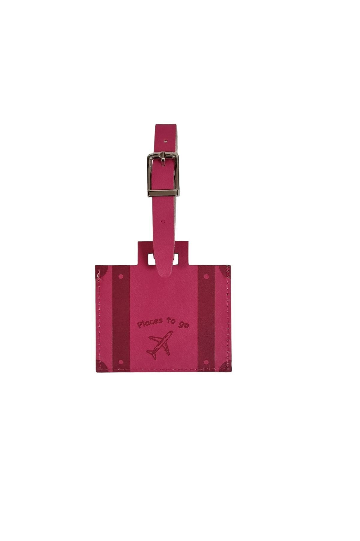 Acar Giza Vegan Leather Bicolor Luggage Suitcase Label Fuchsia-stone