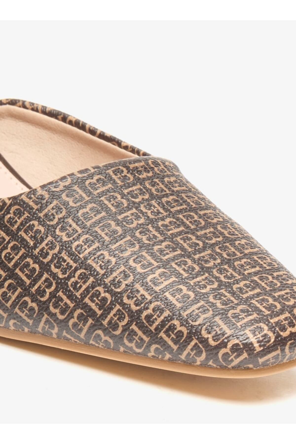 Flora Bella by Shoexpress-All-Over Monogram Print Slip-On Mules with Block Heels 5