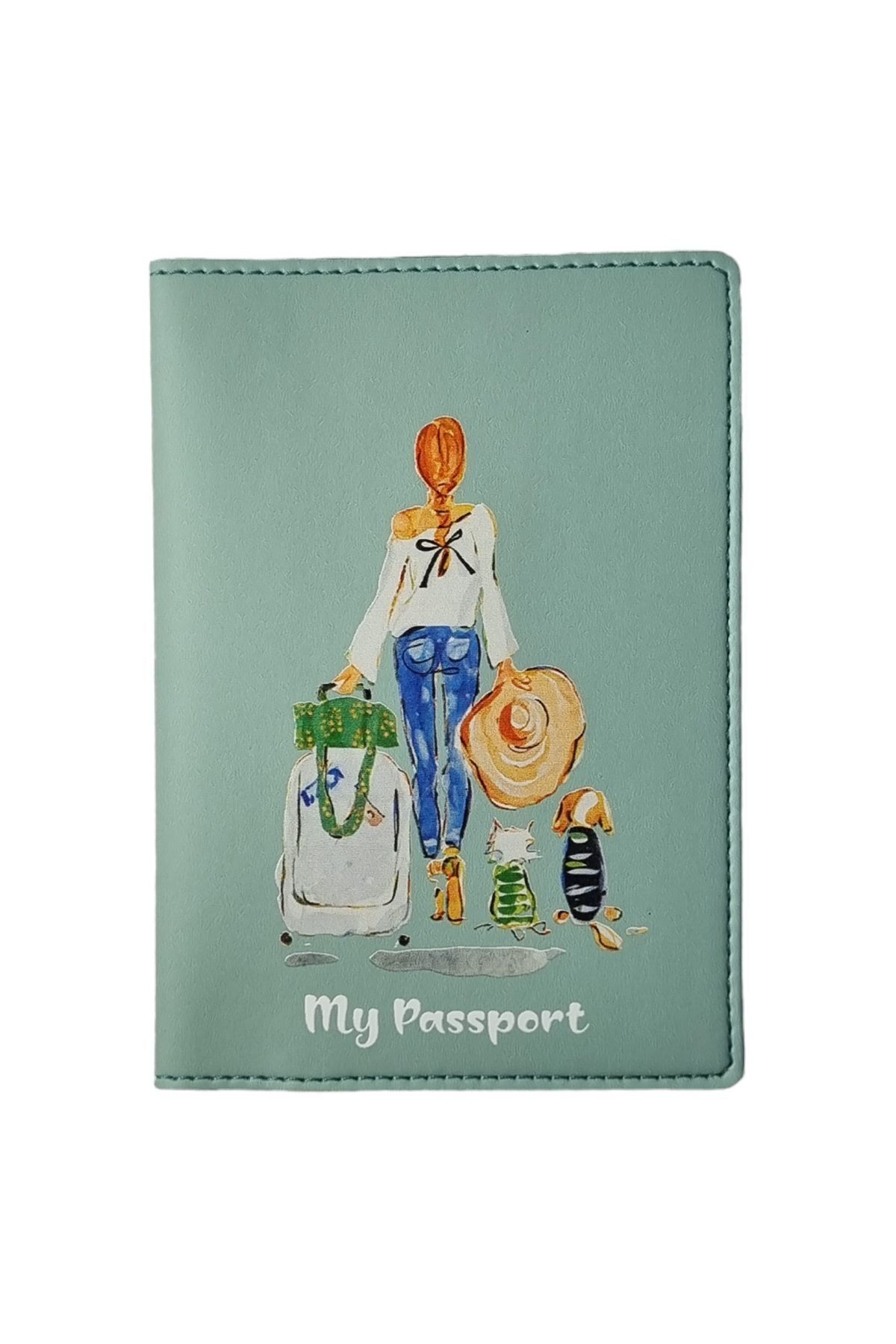 Acar Mira Thermo Leather Printed Passport Case Passport Holder Travel Wallet Mint Green